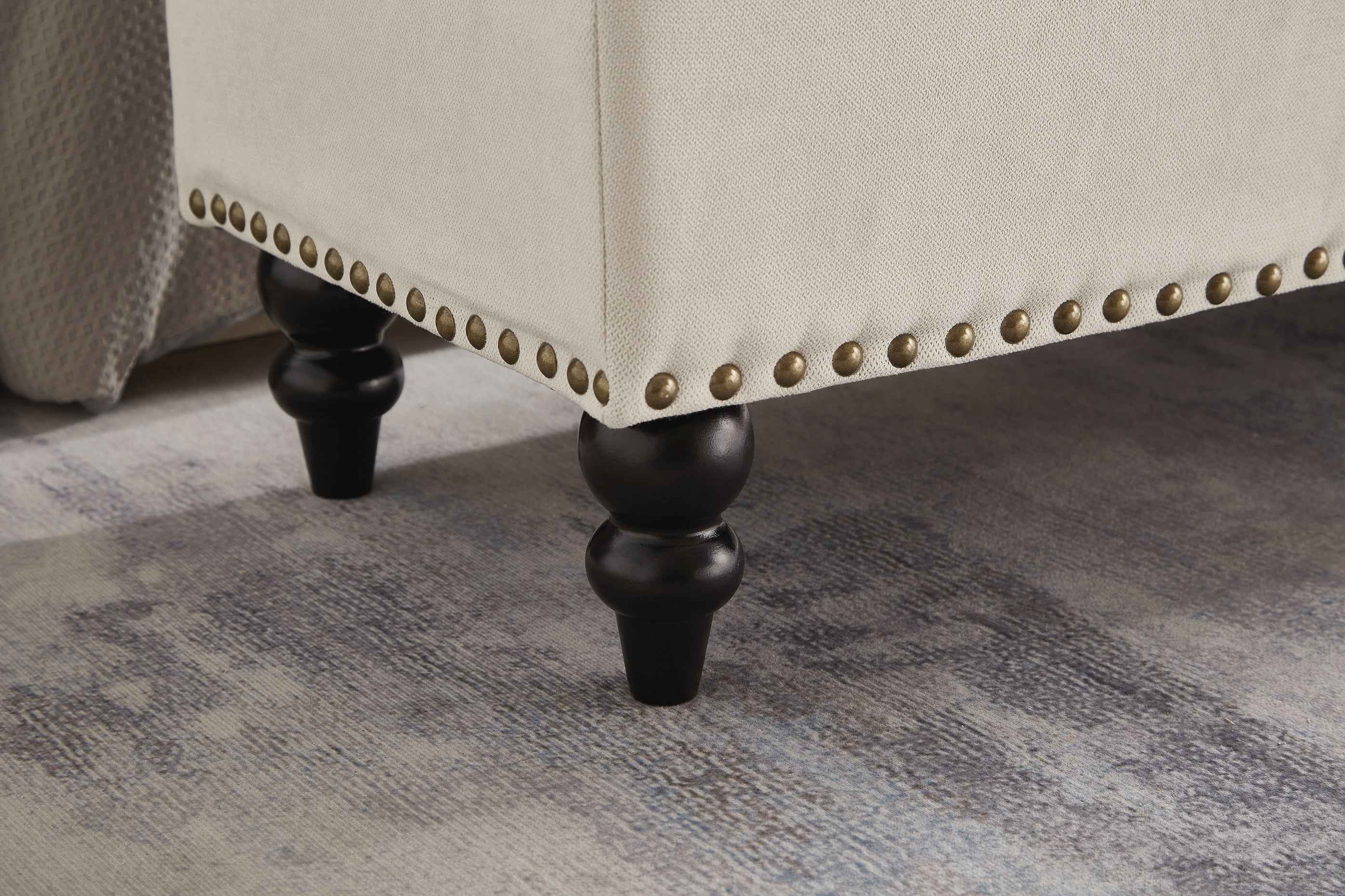 59' Bed Bench Ottoman with Storage  Beige Fabric