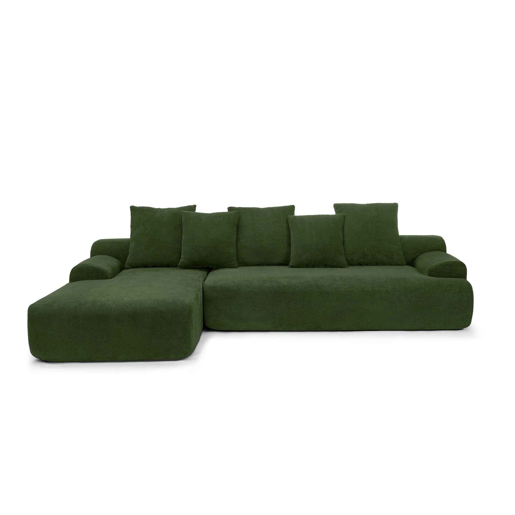 110.25x67'' Modern Upholstered L-Shape Sectional Sofa Couch, Modular Compressed Sofa with Free Combination for Living Room Bedroom, Melange Velvet, Green