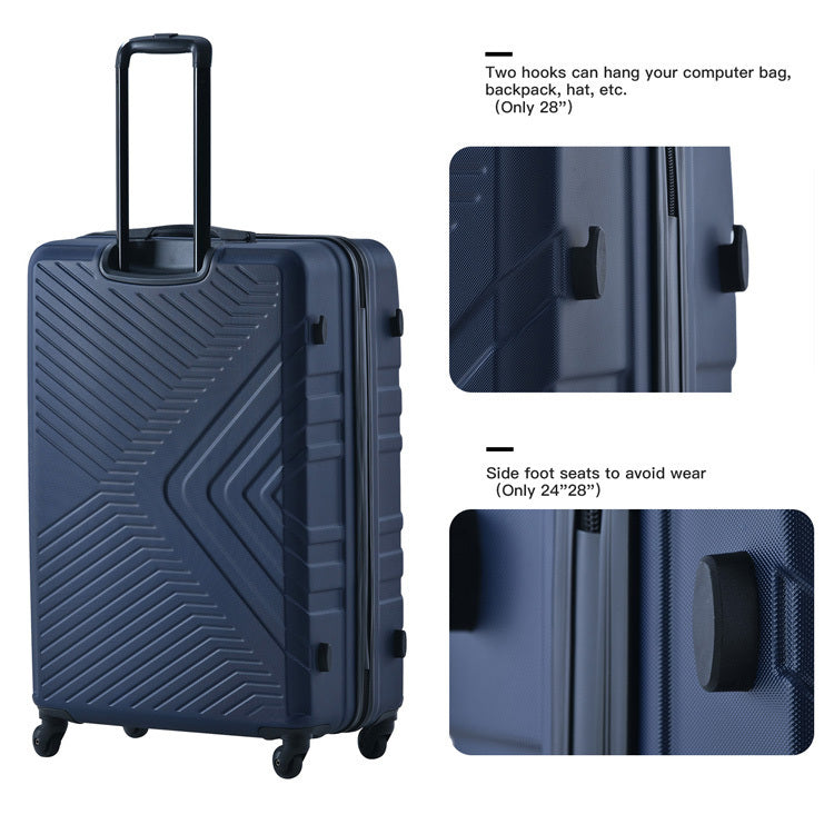 3 Piece Luggage Sets ABS Lightweight Suitcase with Two Hooks, Spinner Wheels, TSA Lock, (20/24/28) Navy