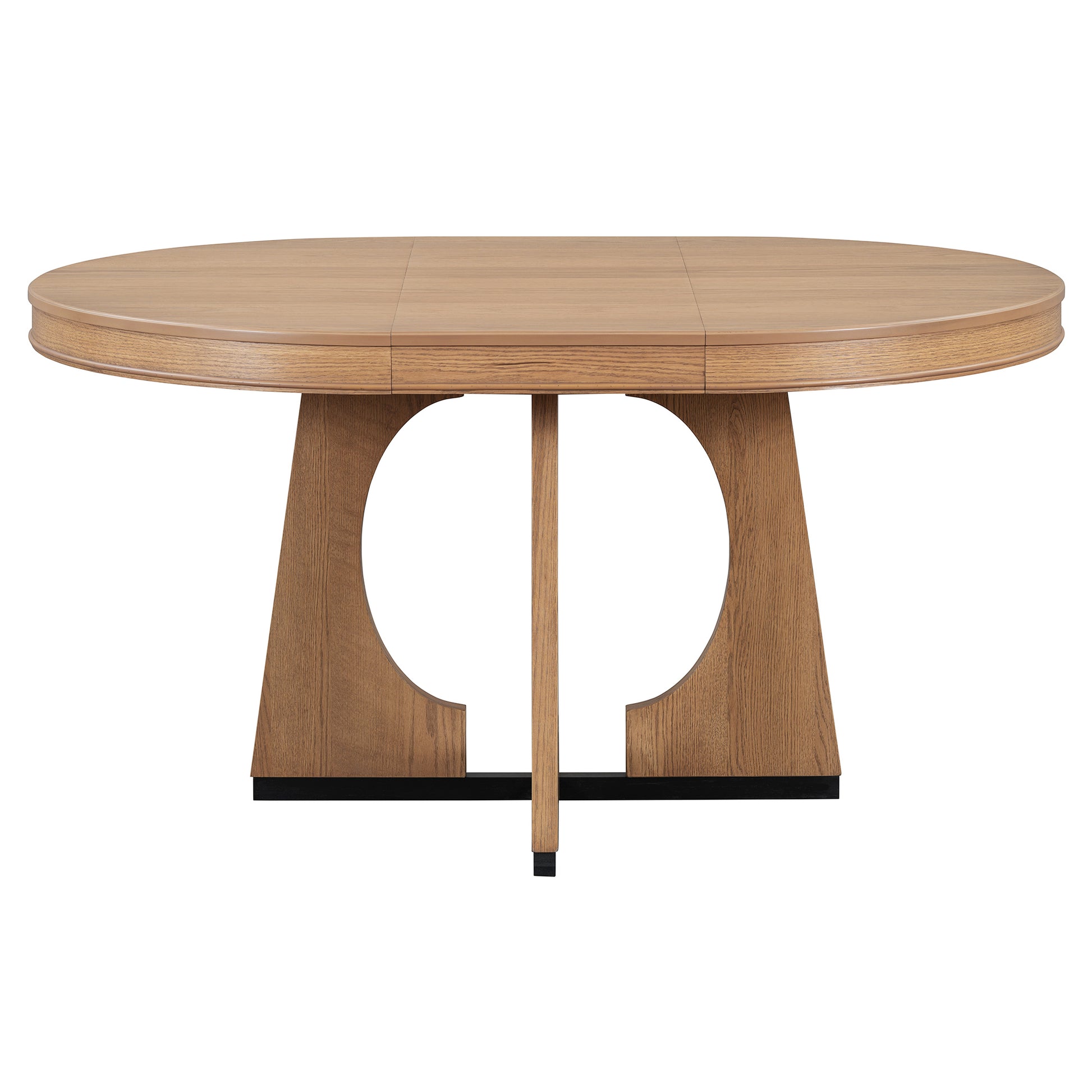 TREXM 5-Piece Retro Rustic Functional Dining Set Unique Geometric Design, 1 Extendable Table with a 16-inch Leaf and 4 Upholstered Chairs Ideal for Dining Room and Kitchen (Natural) - Abrihome