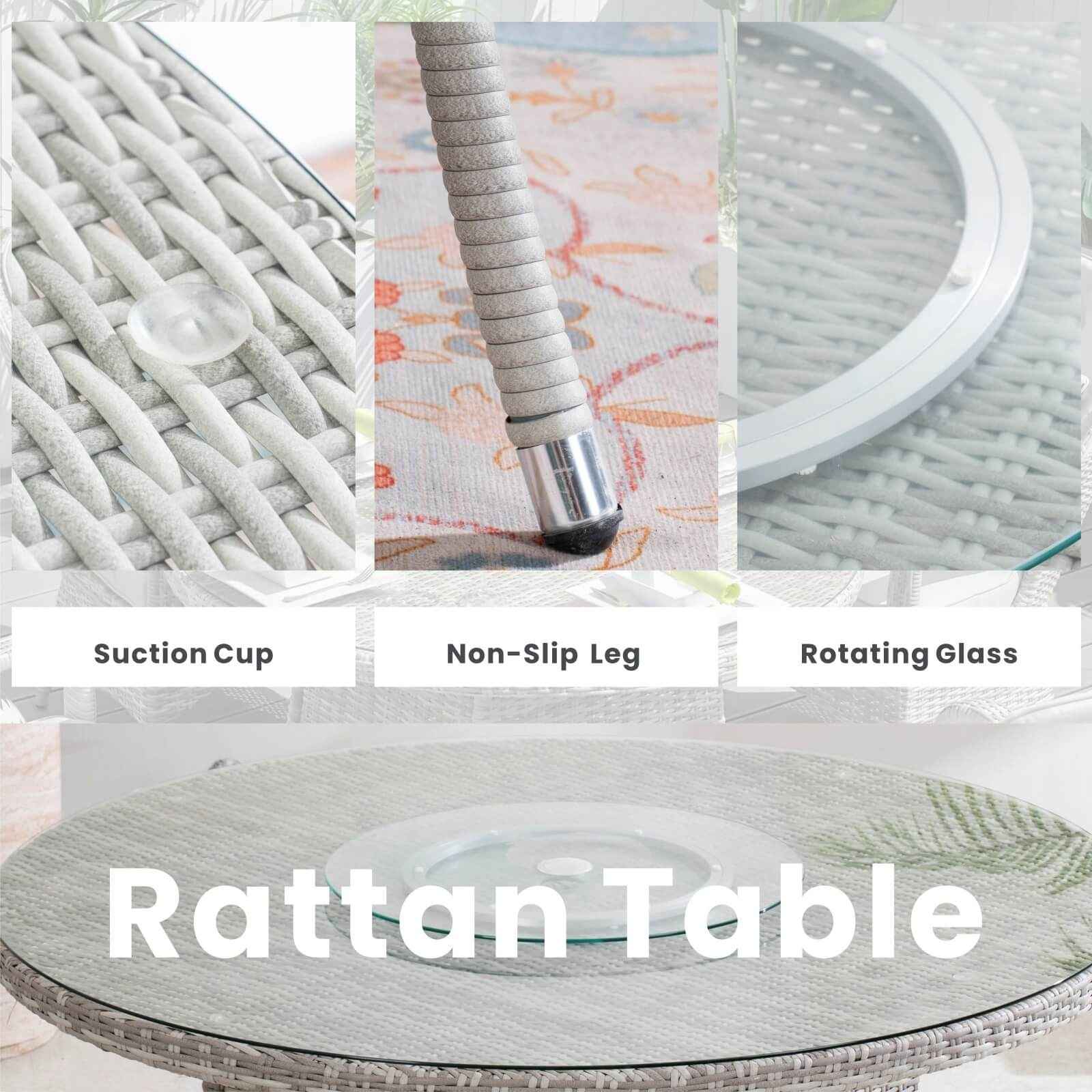 6-Seat Garden Dining Set – Round Table with Tempered Glass Turntable(PAD-1711)