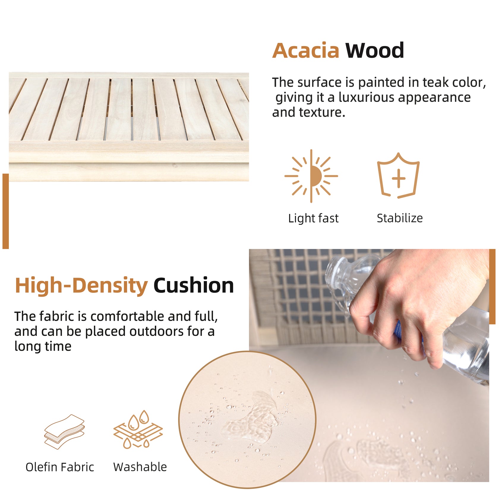 Comfort Outdoor Seating Set – Acacia Wood Frame with Rope Design & Cushions(PAC-2523) - Abrihome