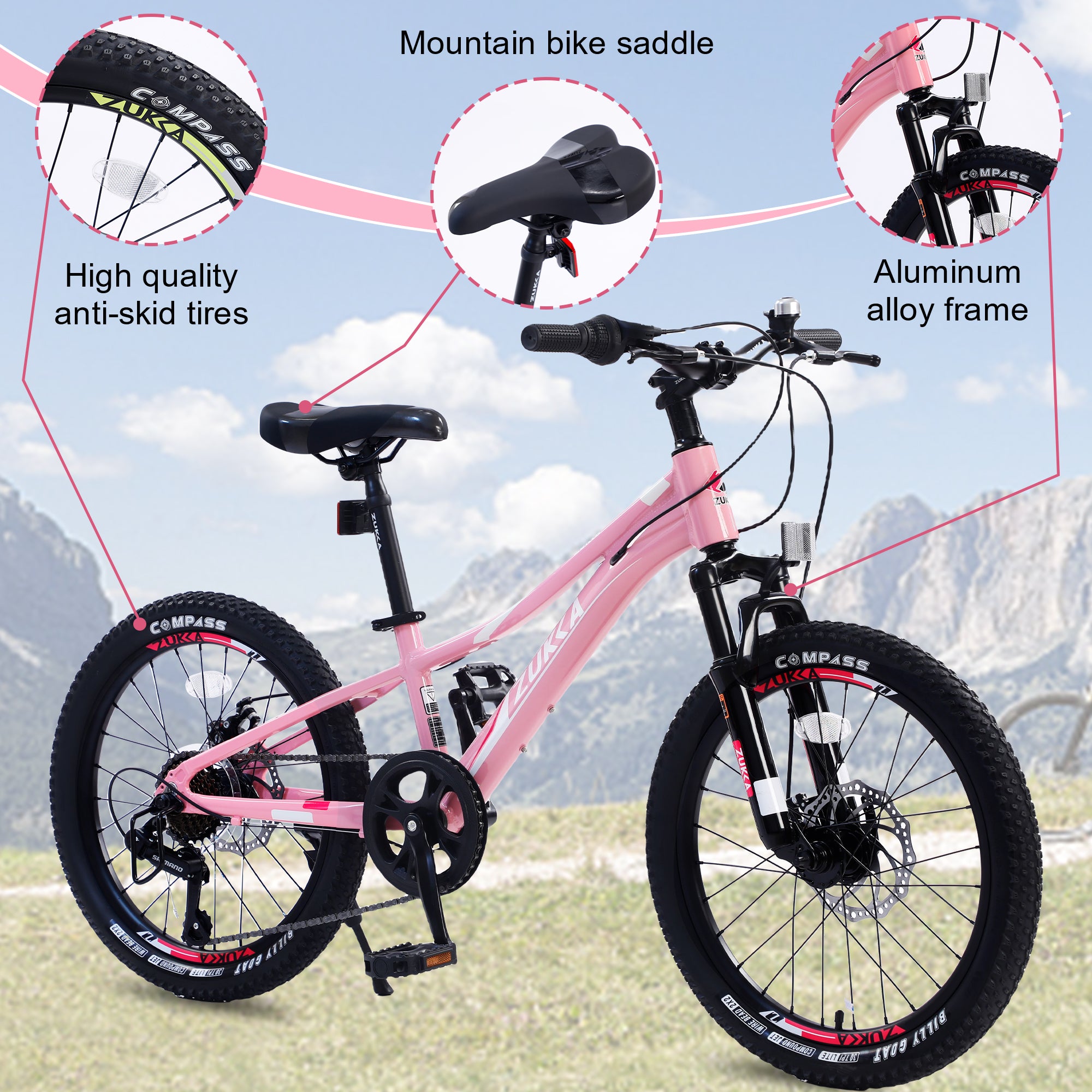 Mountain Bike for Girls and Boys  Mountain 20 inch shimano 7-Speed bike