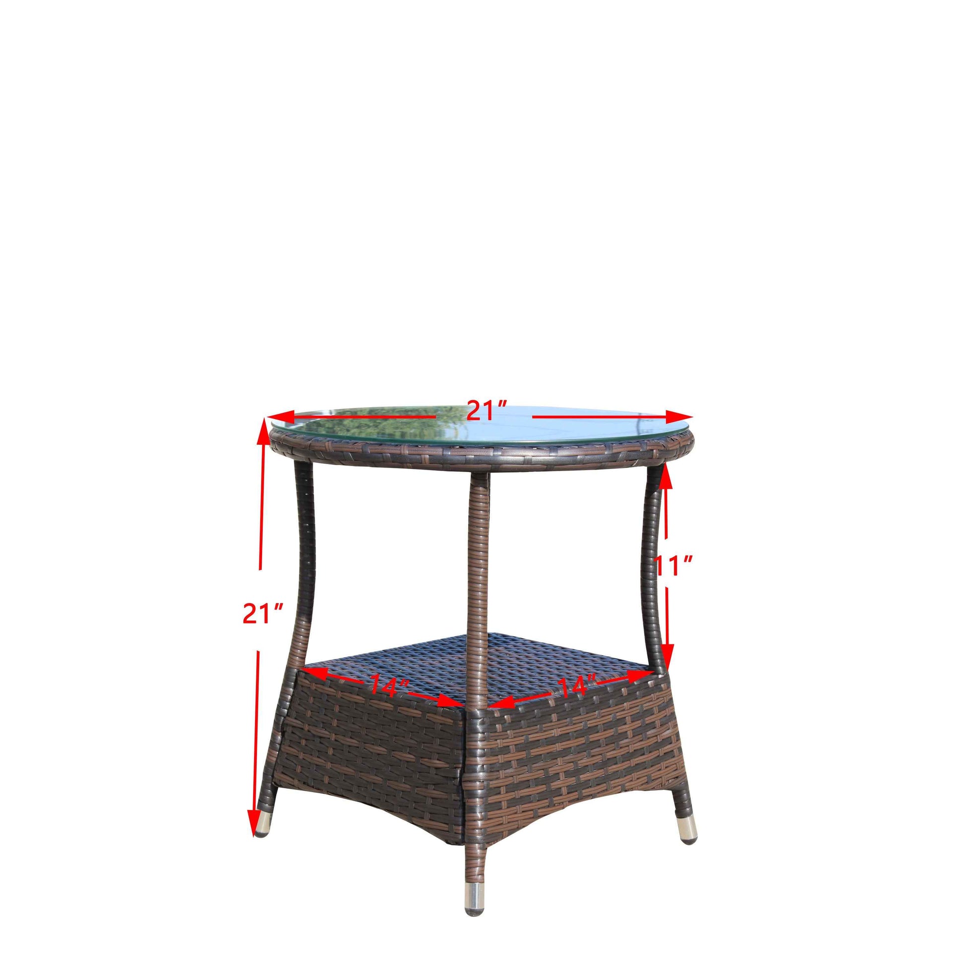 Outdoor patio Furniture 1 Round Coffee Table with clear tempered glass