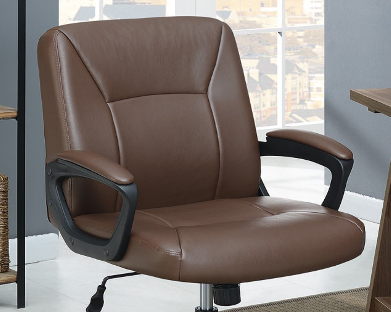 Relax Cushioned Office Chair 1pc Brown Color Upholstered Seat back Adjustable Chair Comfort