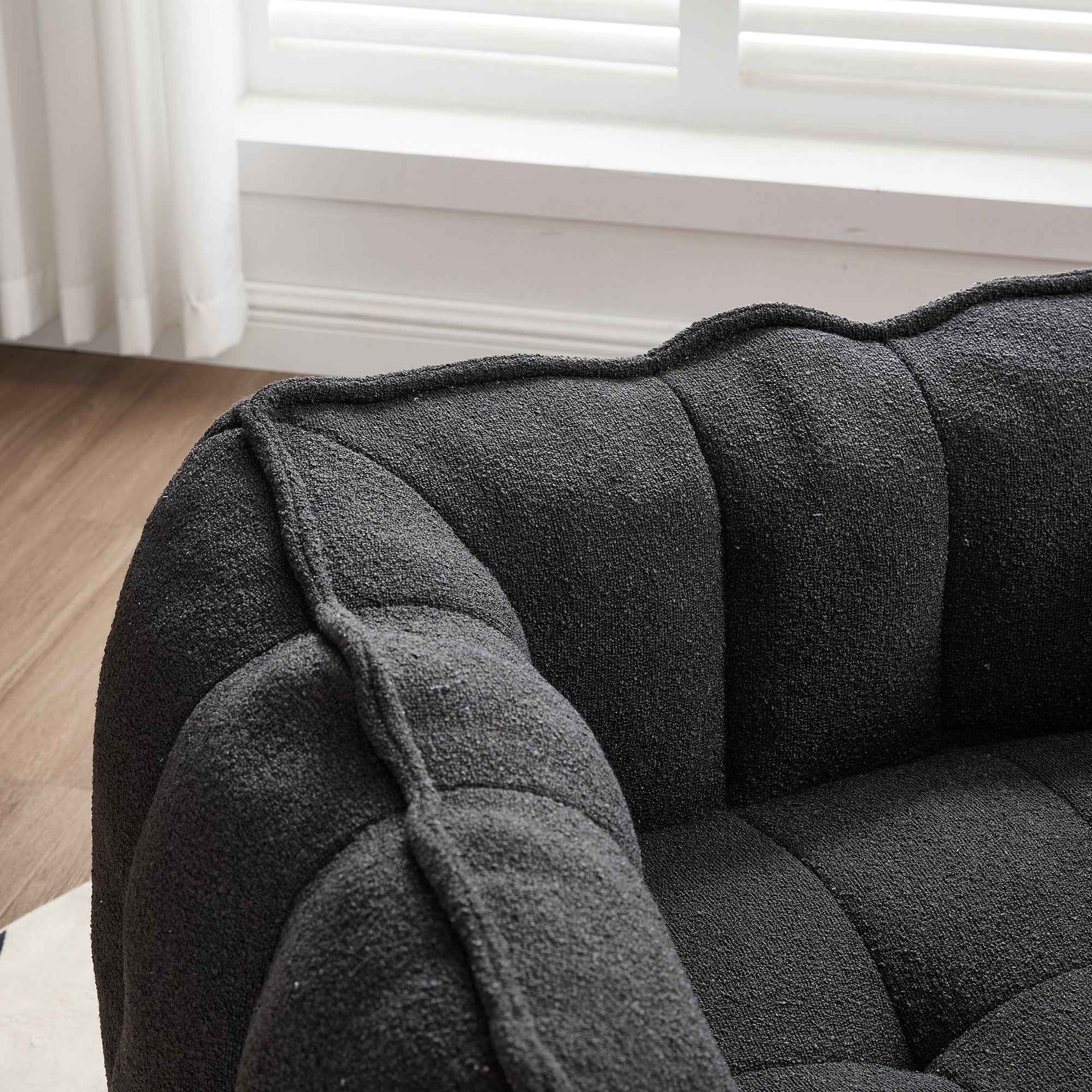 Soft Chenille Bean Bag Chair with High Resilient Foam for Living Room and Bedroom, Comfortable Square Lazy Sofa with Footstool for Adults