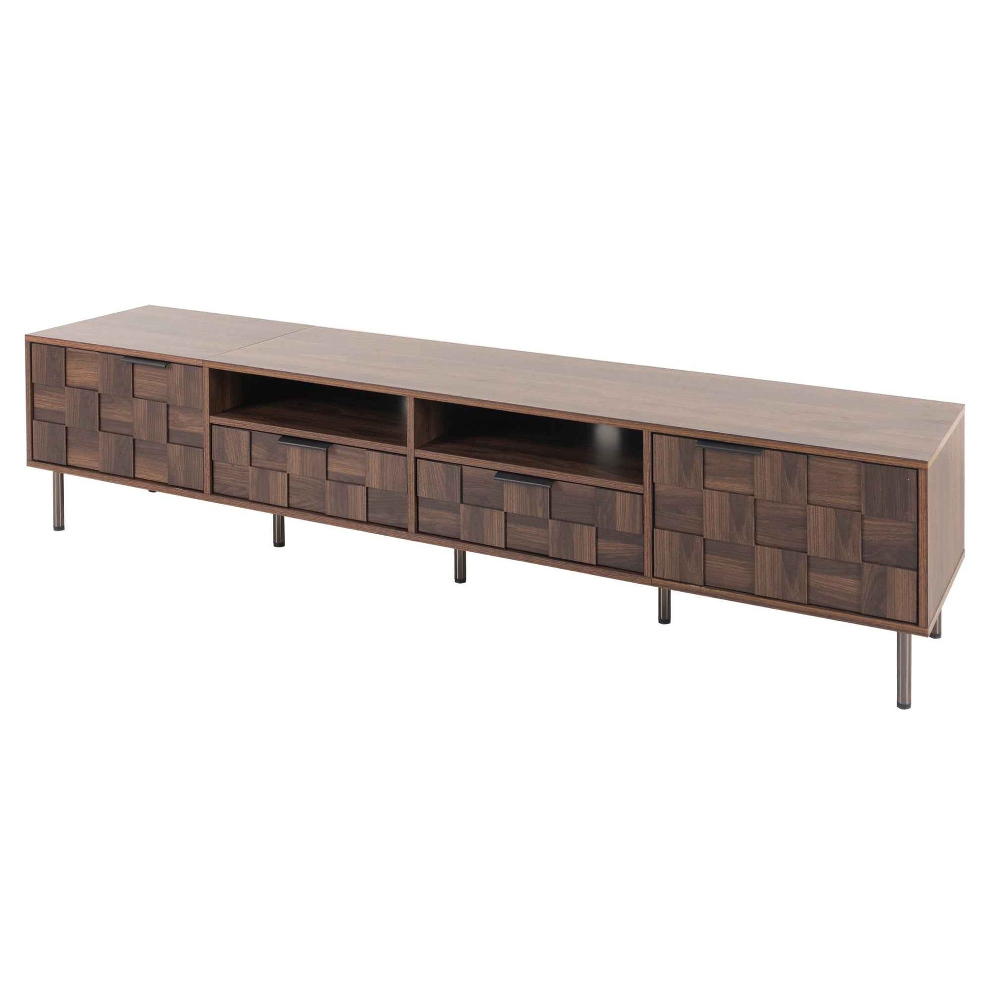 Mid Century TV Stand with 2 Drawers in Dark Brown, Media Console Table for TVs up to 85'', Made of Particle Board and MDF, 78.7'' x 15.7'' x 17.7''
