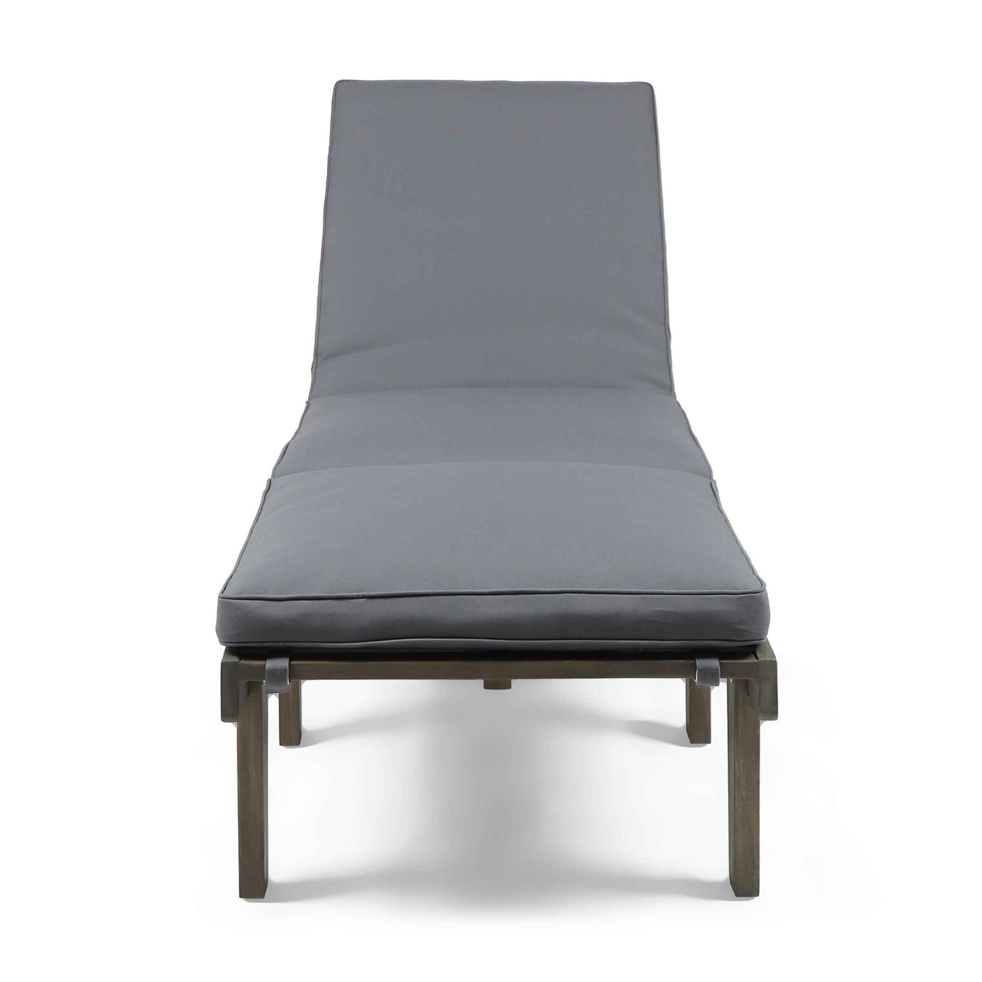 ARIANA KD Wooden Chaise Lounge with Cushion, Stylish Outdoor Relaxation, Grey Acacia Wood, 78.75 Inches
