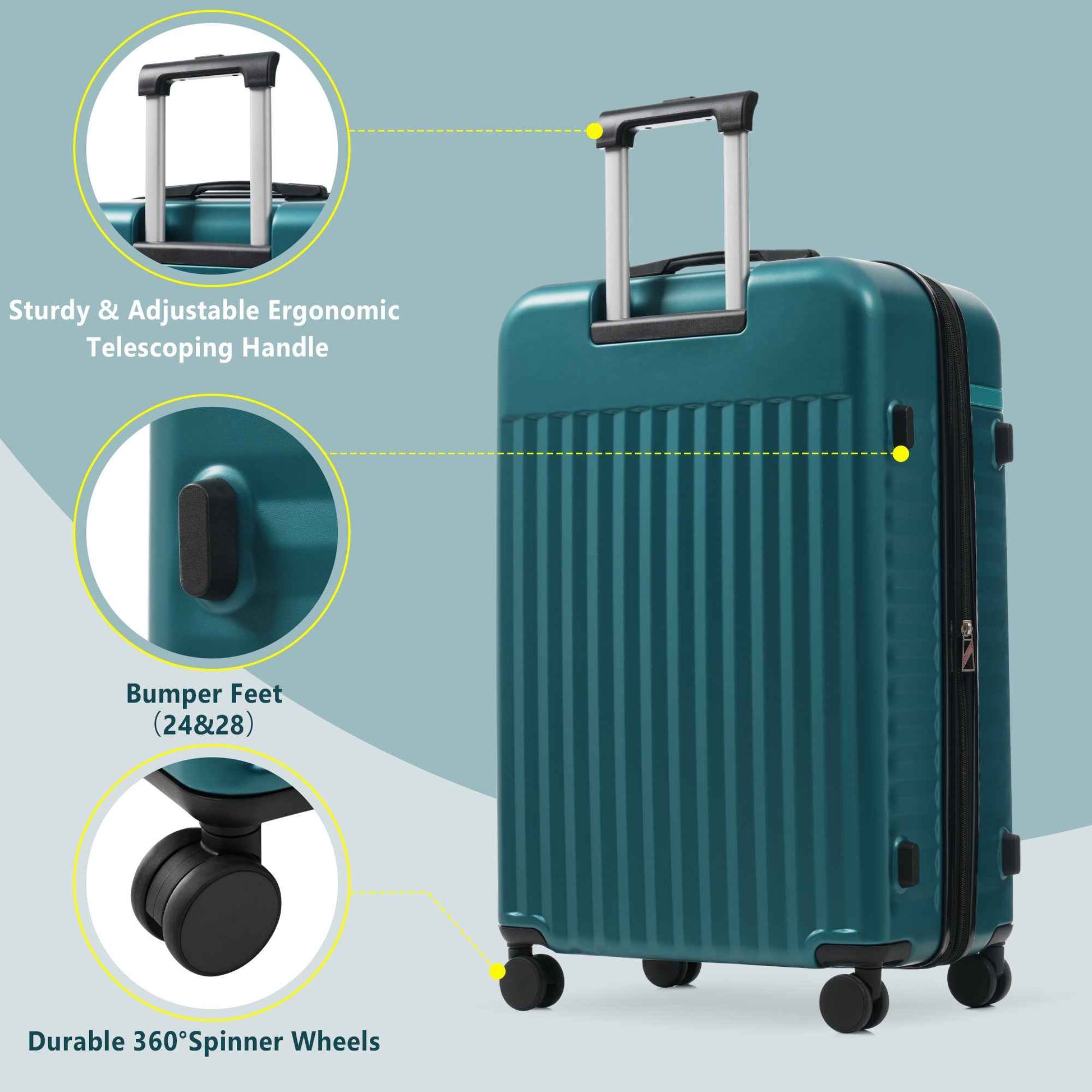 Front Opening Luggage Set 3 Piece, Hardside Carry on Suitcase with USB Port, Expandable Luggage with Handle Bag Spinner Wheels TSA Lock