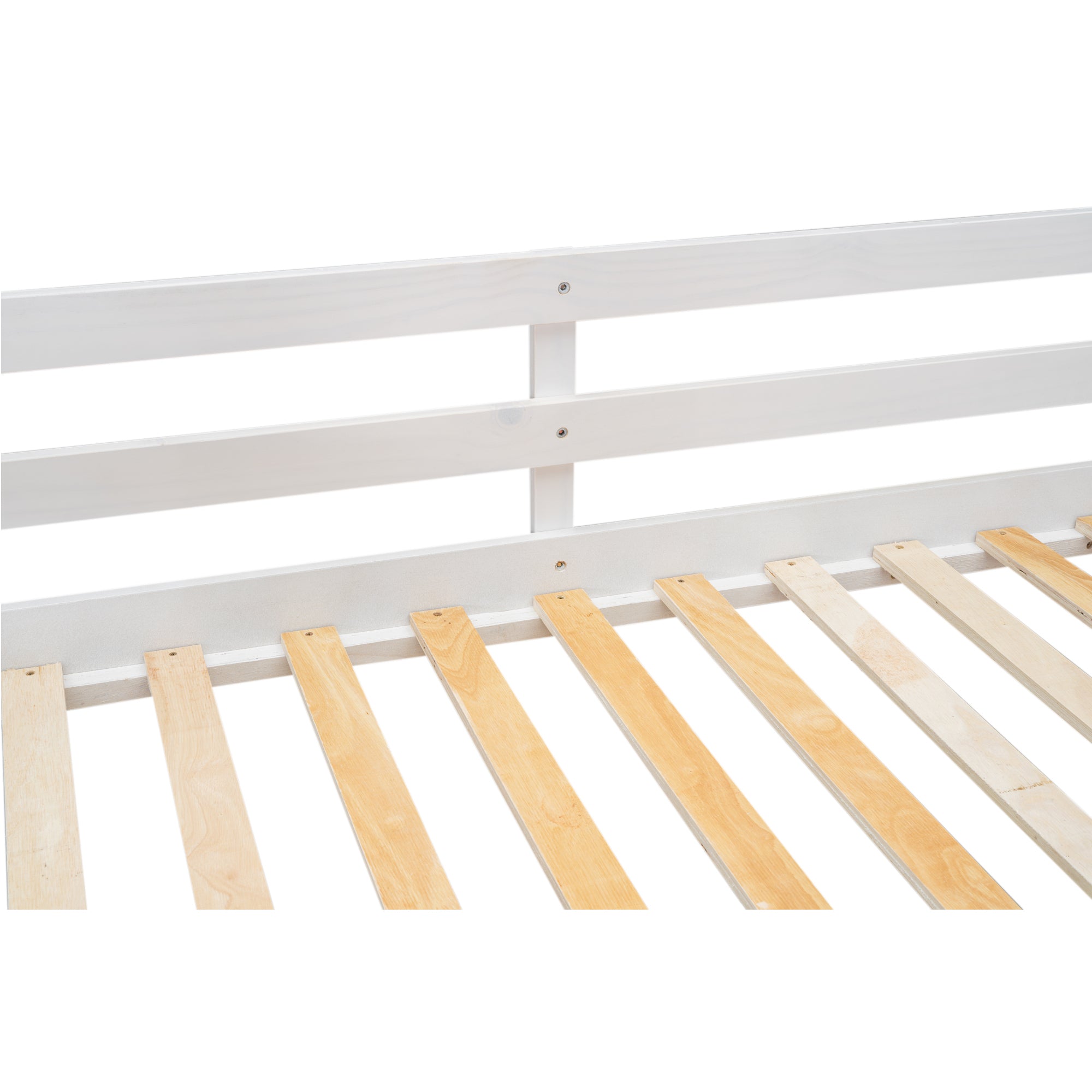 Wood Twin XL over Queen Bunk Bed with Ladder, White