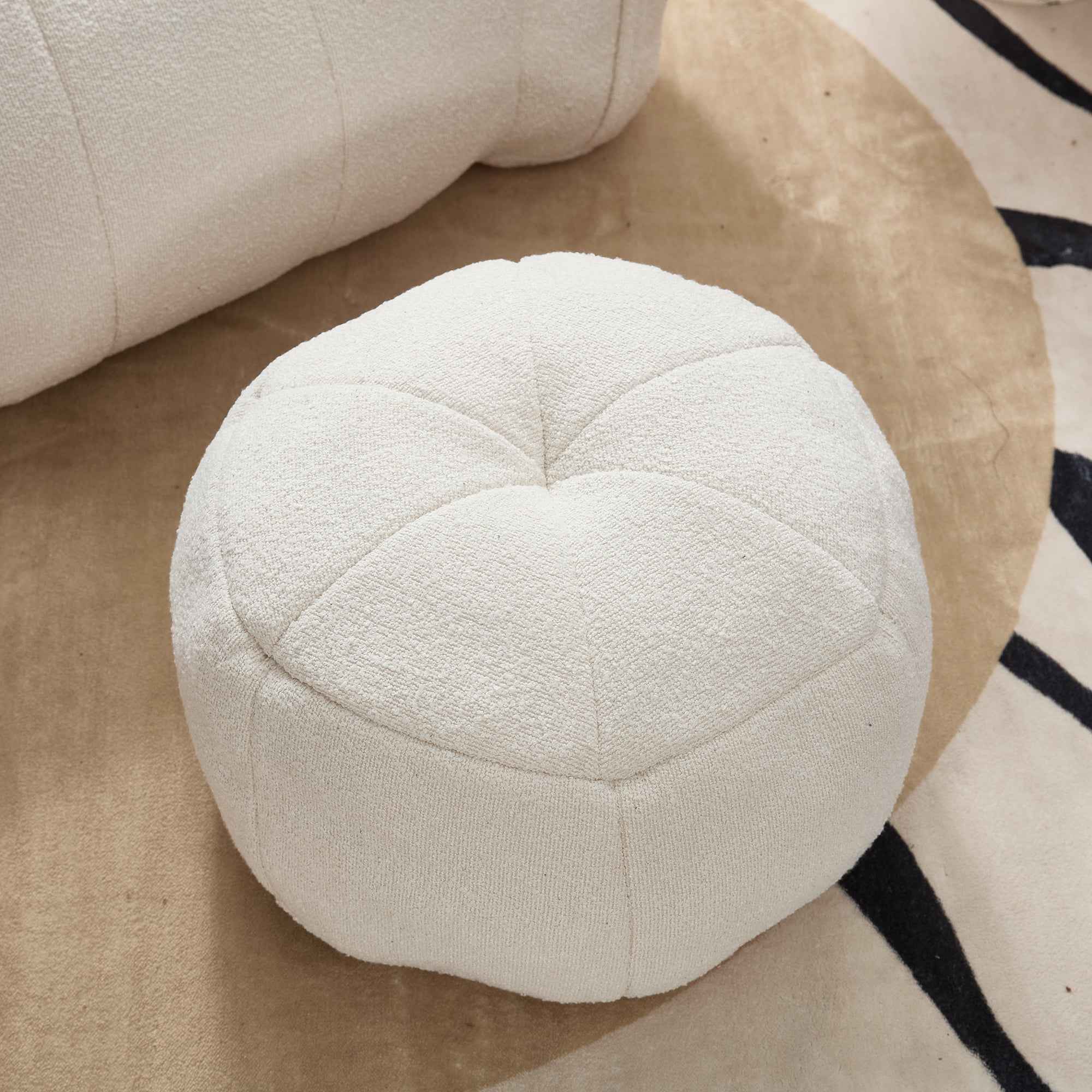 Soft Chenille Bean Bag Chair with High Resilient Foam for Living Room and Bedroom, Comfortable Square Lazy Sofa with Footstool for Adults