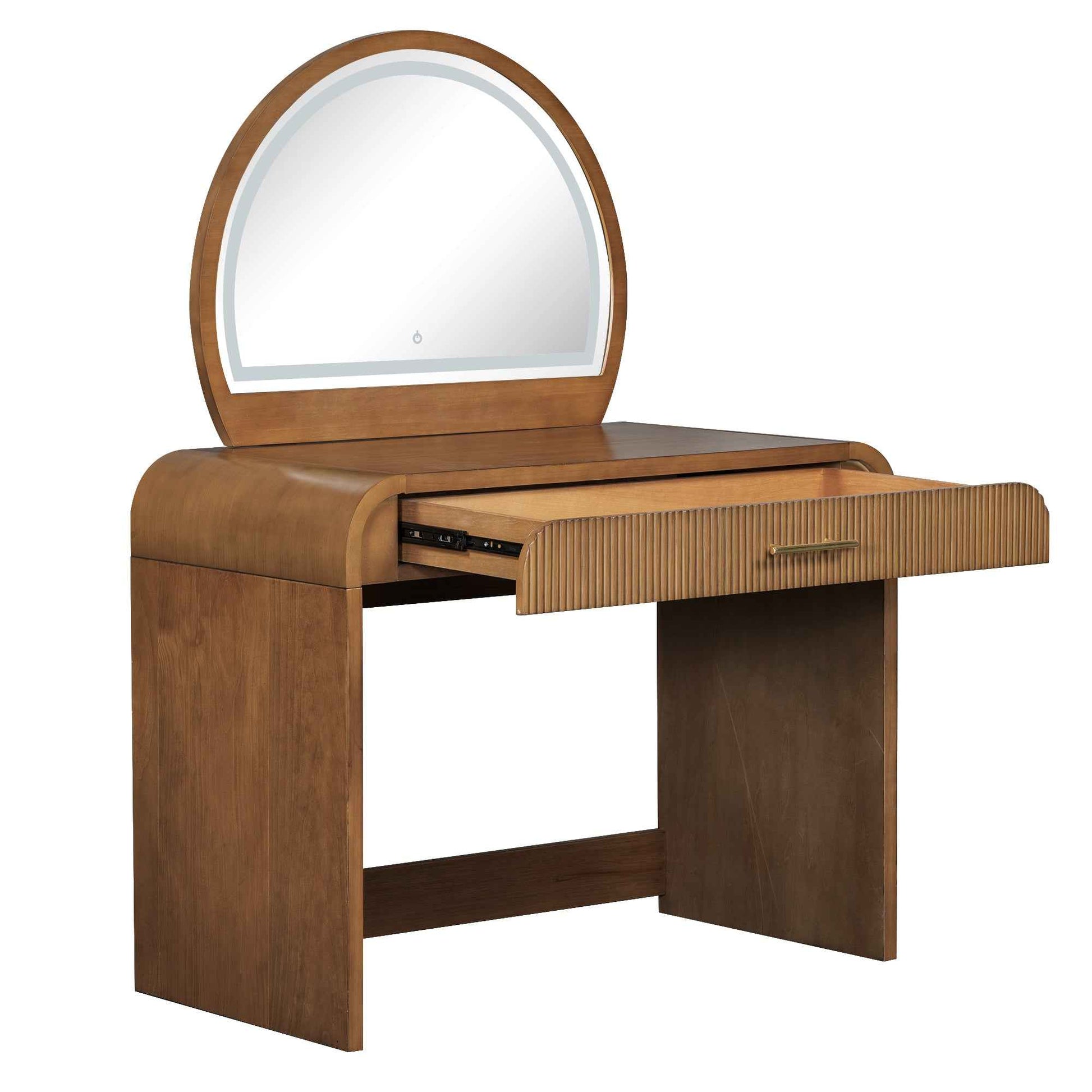 39' Makeup Vanity Table with Mirror Touch Screen Lighted Mirror, Dressing Table with Drawer for Bedroom, Espresso