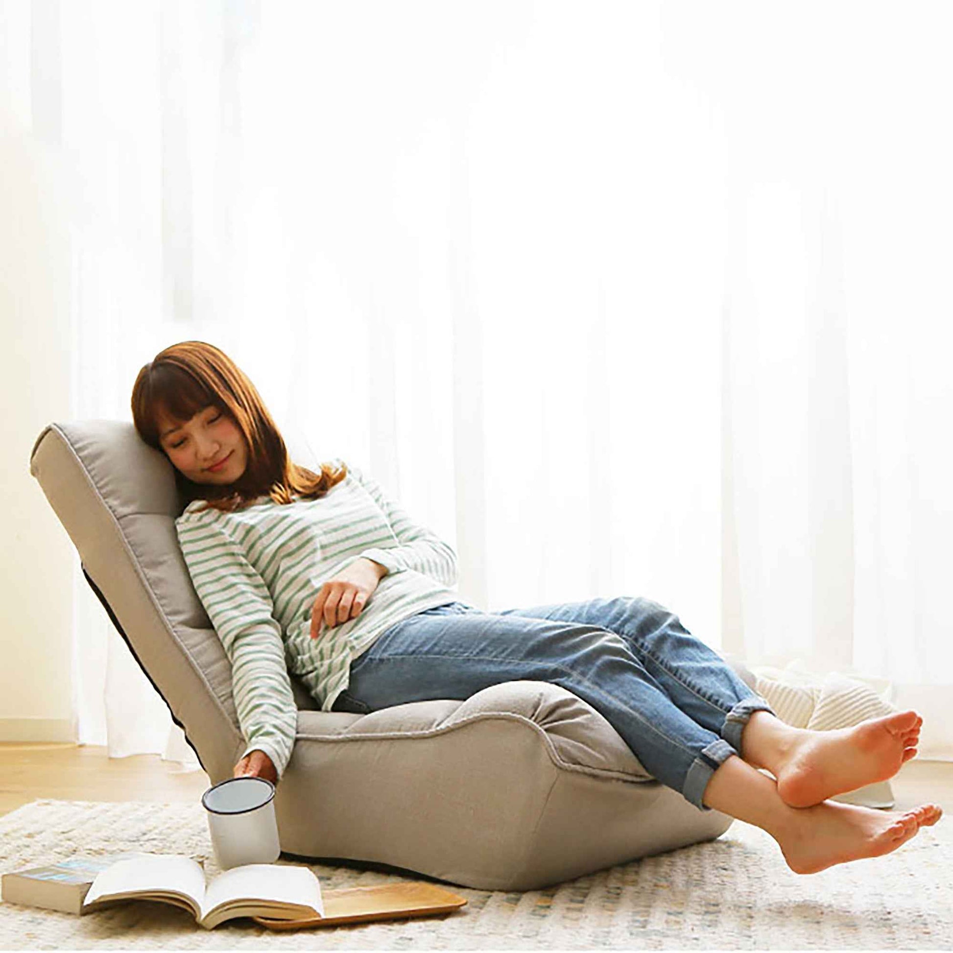 Adjustable Gray Metal Reclining Chair for Living Room and Balcony