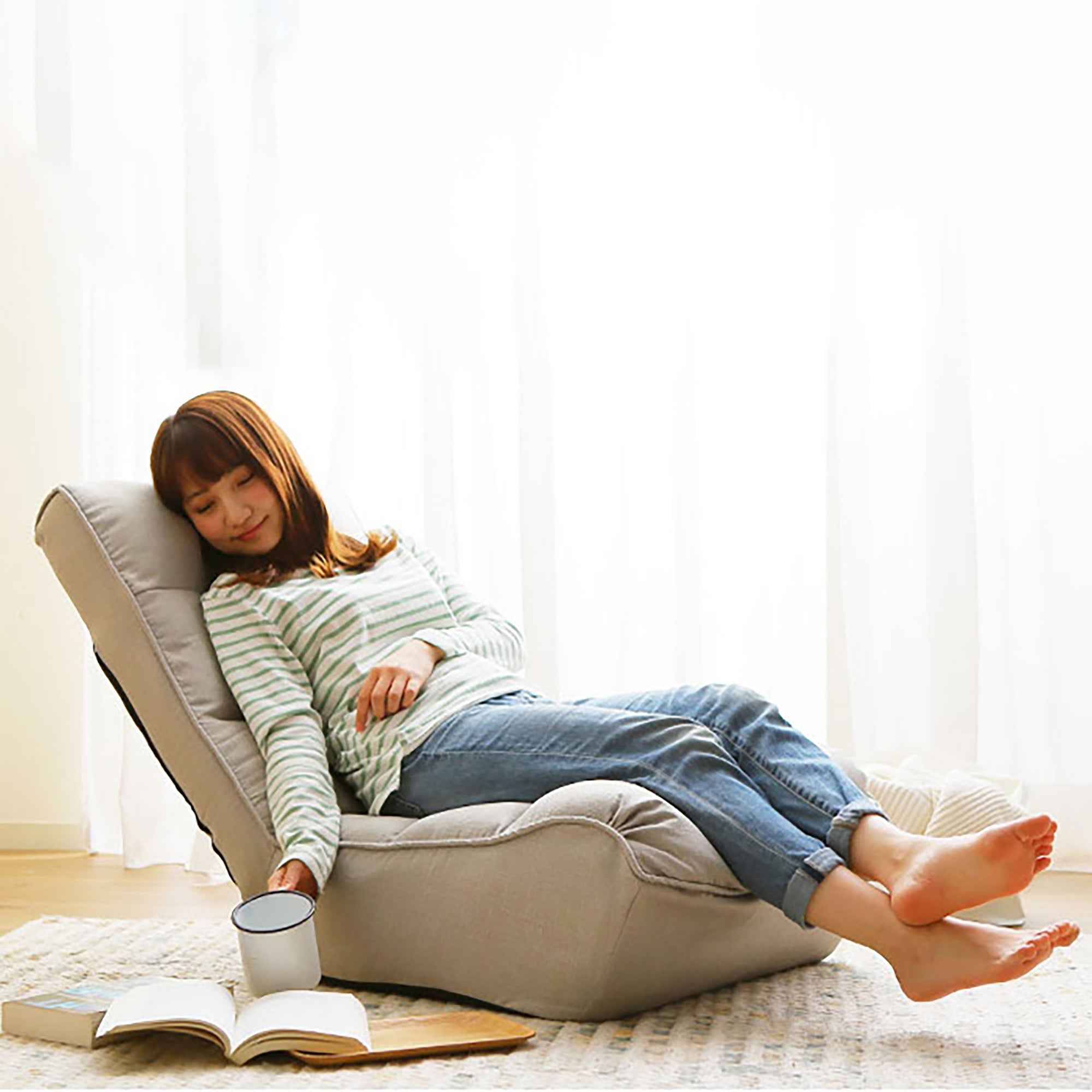 Adjustable Gray Metal Reclining Chair for Living Room and Balcony
