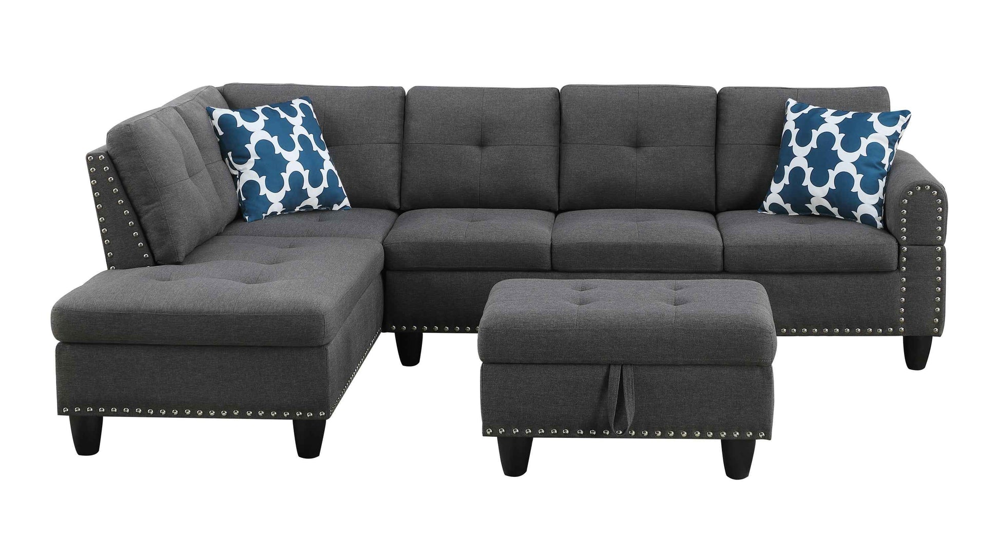 Cup - holder Console - Featured Corner Sofa in Charcoal - Dark Gray