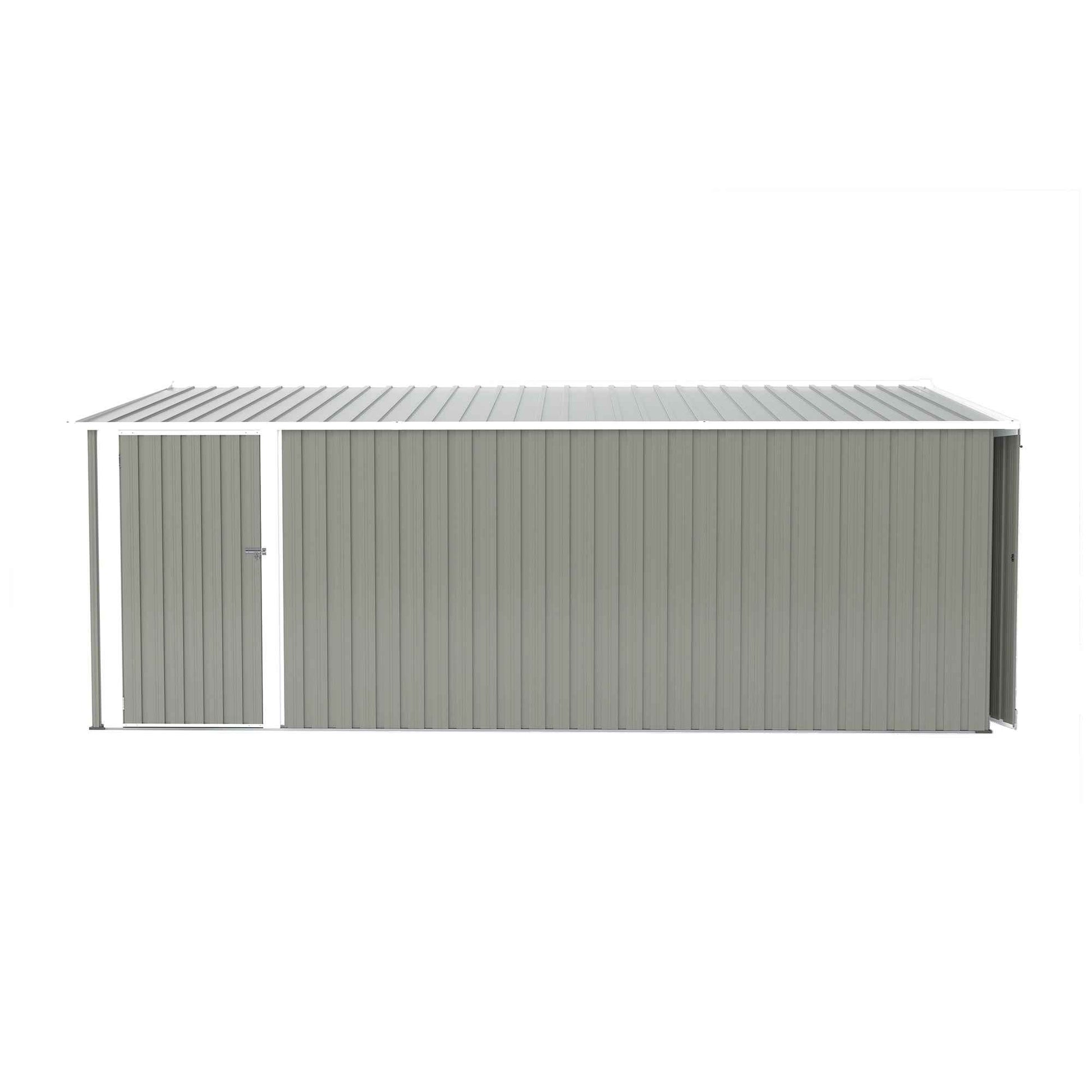 Campcraft  Outdoor Storage Shed 10×14 FT with 3 Lockable Doors,4 Air Vents & Sloped Roof,Utility Tool Shed Metal Storage Garden Sheds  Frame and 4 Vents,for Backyard,Patio,Lawn,Light Grey
