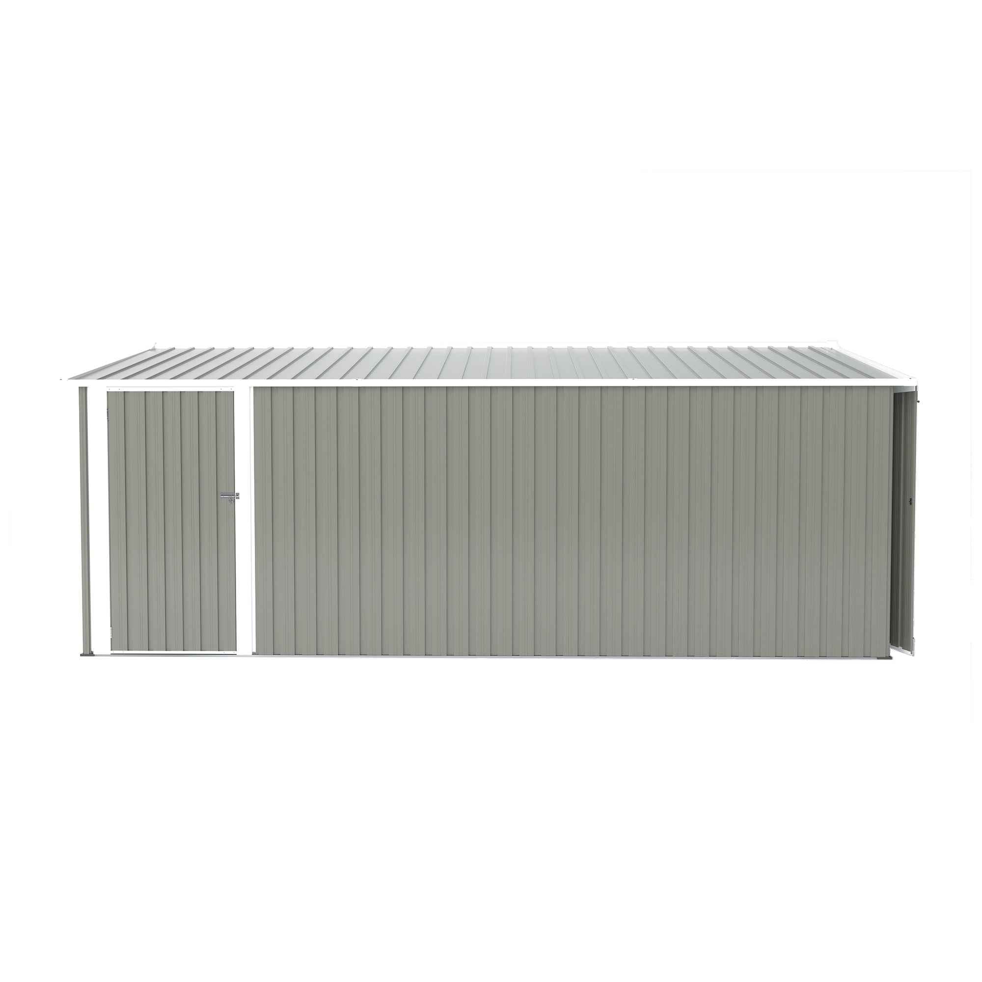 Campcraft  Outdoor Storage Shed 10×14 FT with 3 Lockable Doors,4 Air Vents & Sloped Roof,Utility Tool Shed Metal Storage Garden Sheds  Frame and 4 Vents,for Backyard,Patio,Lawn,Light Grey