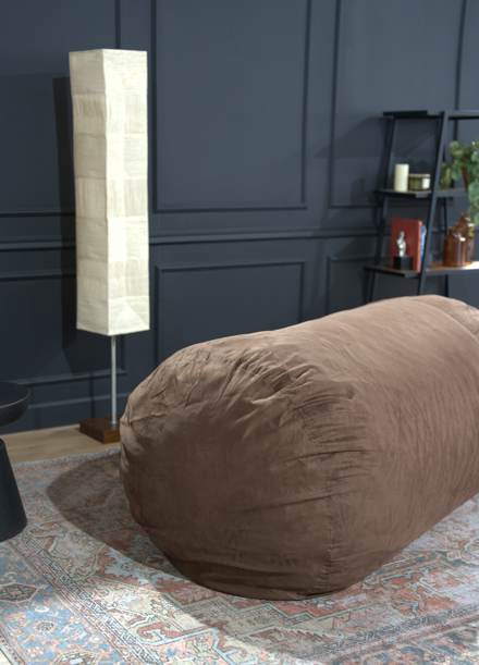 Jasper Traditional 8 Foot Cylindrical Suede Bean Bag, Brown