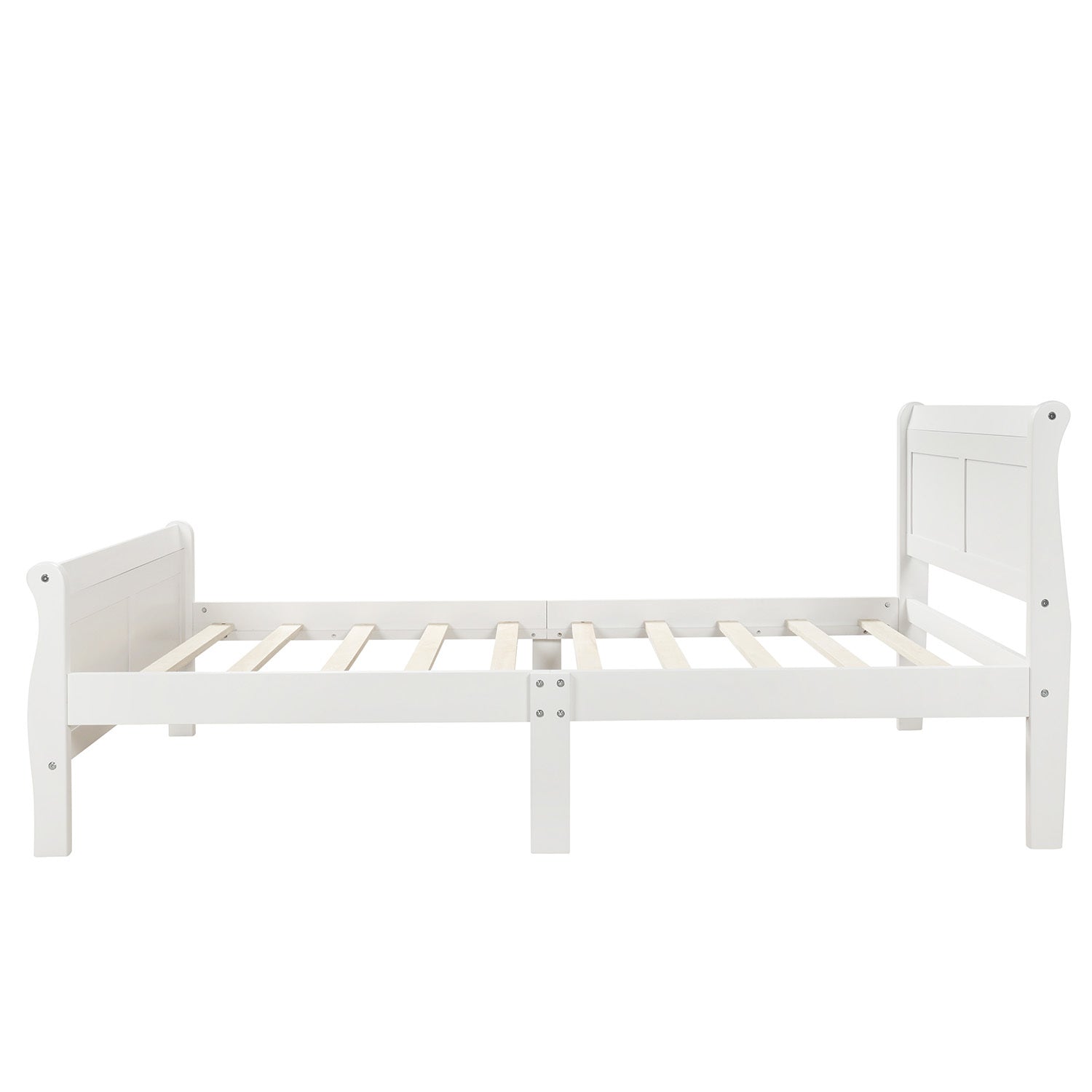 Wood Platform Bed Twin Bed Frame Mattress Foundation Sleigh Bed with Headboard/Footboard/Wood Slat Support - Abrihome
