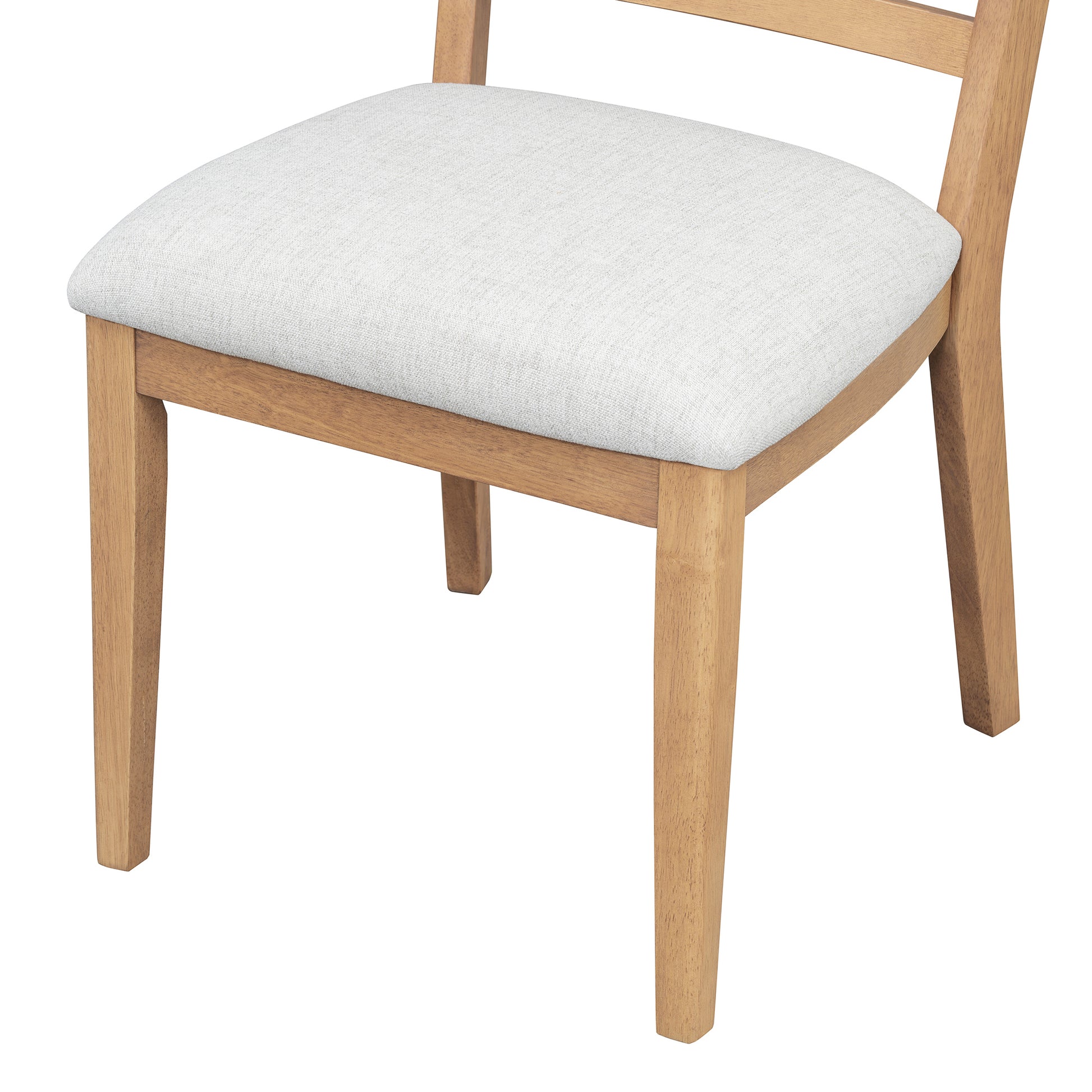 TREXM 5-Piece Retro Rustic Functional Dining Set Unique Geometric Design, 1 Extendable Table with a 16-inch Leaf and 4 Upholstered Chairs Ideal for Dining Room and Kitchen (Natural) - Abrihome