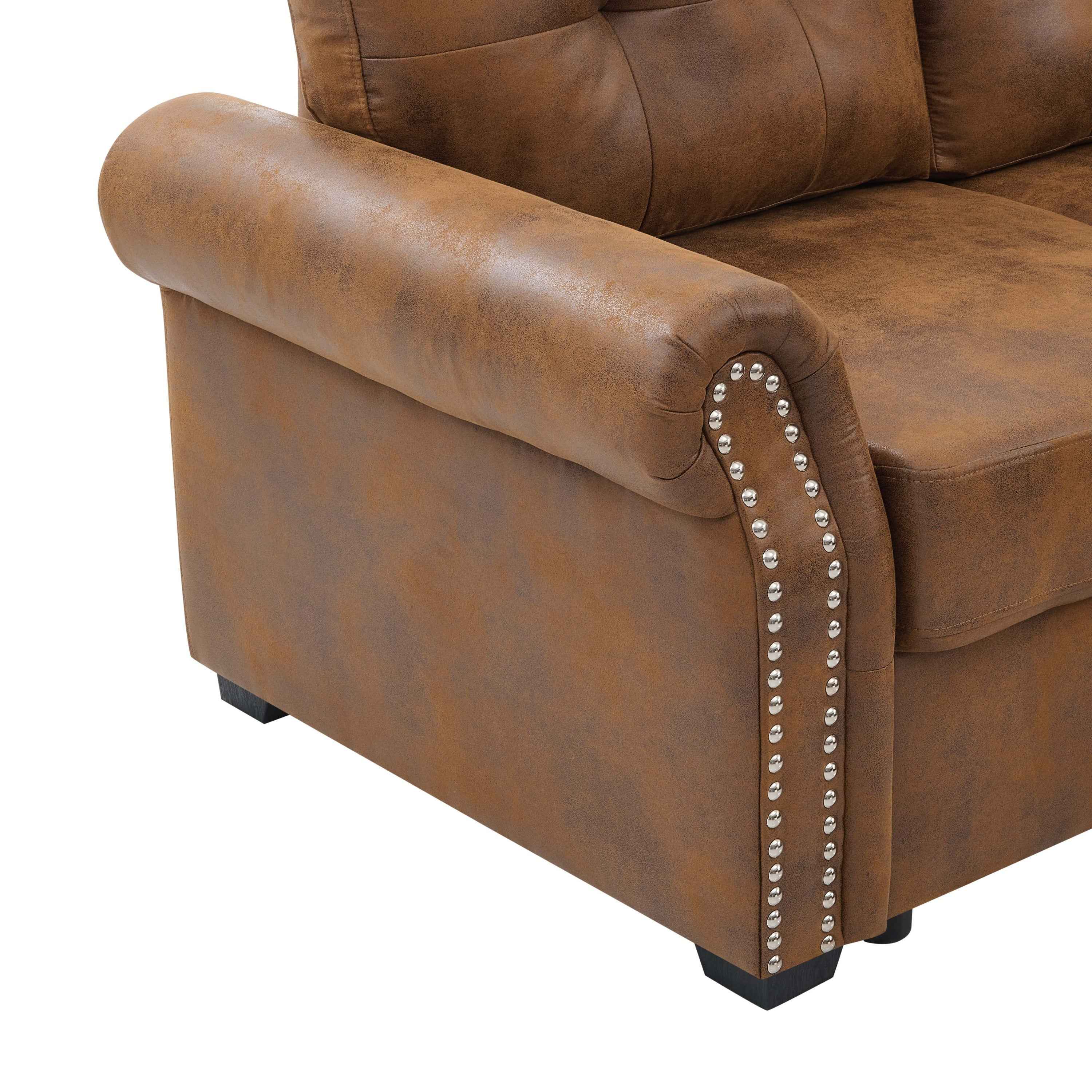 Faux Leather Fabric U-Shape Sectional Sleeper Sofa (Pull-Out Bed) With Storage Chaise