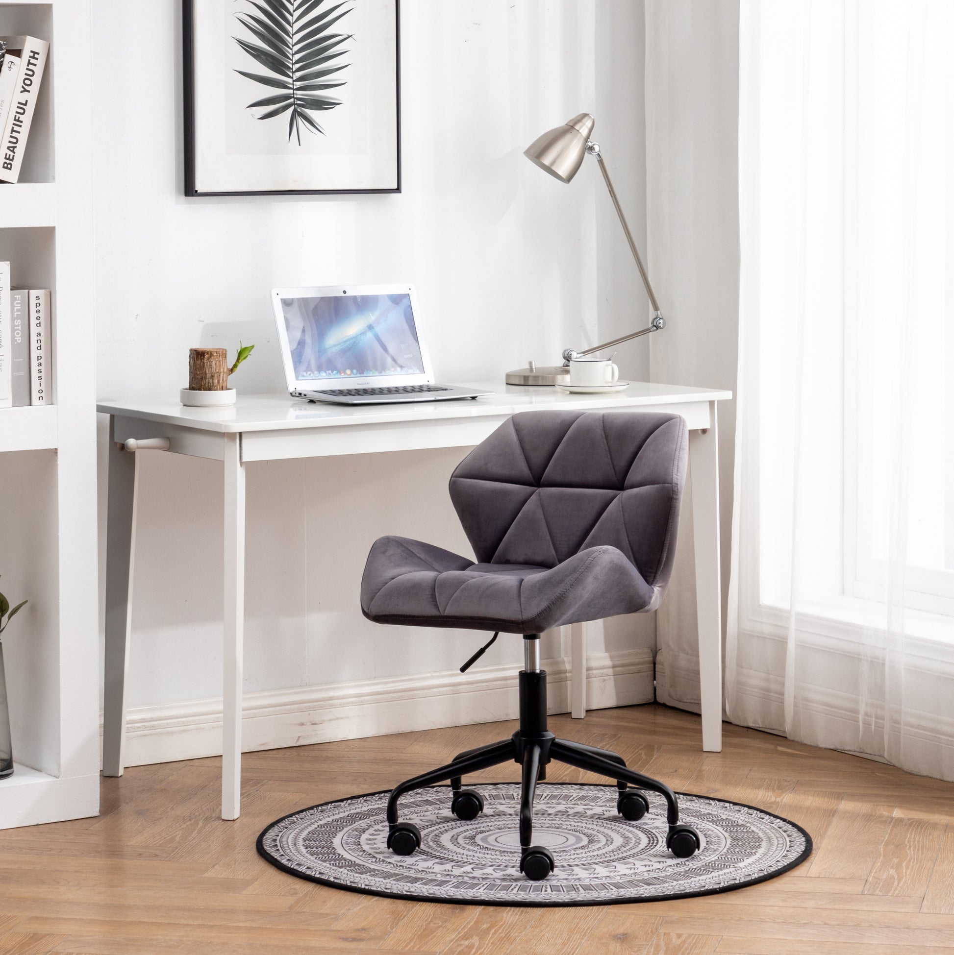 Eldon Diamond Tufted Adjustable Swivel Office Chair, Gray - Abrihome