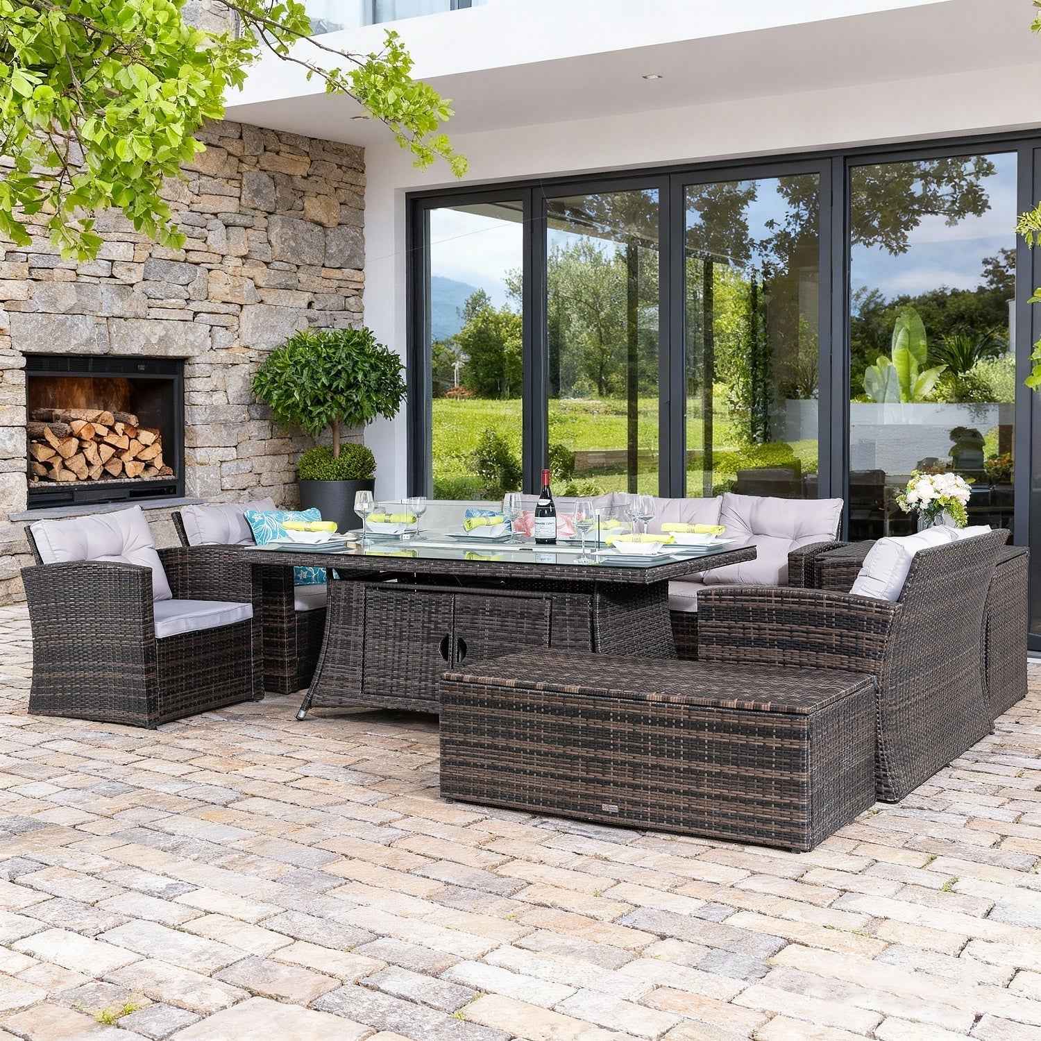 6-Piece Outdoor Fire Pit Sofa Set with Storage (PAS-1503+1106R)