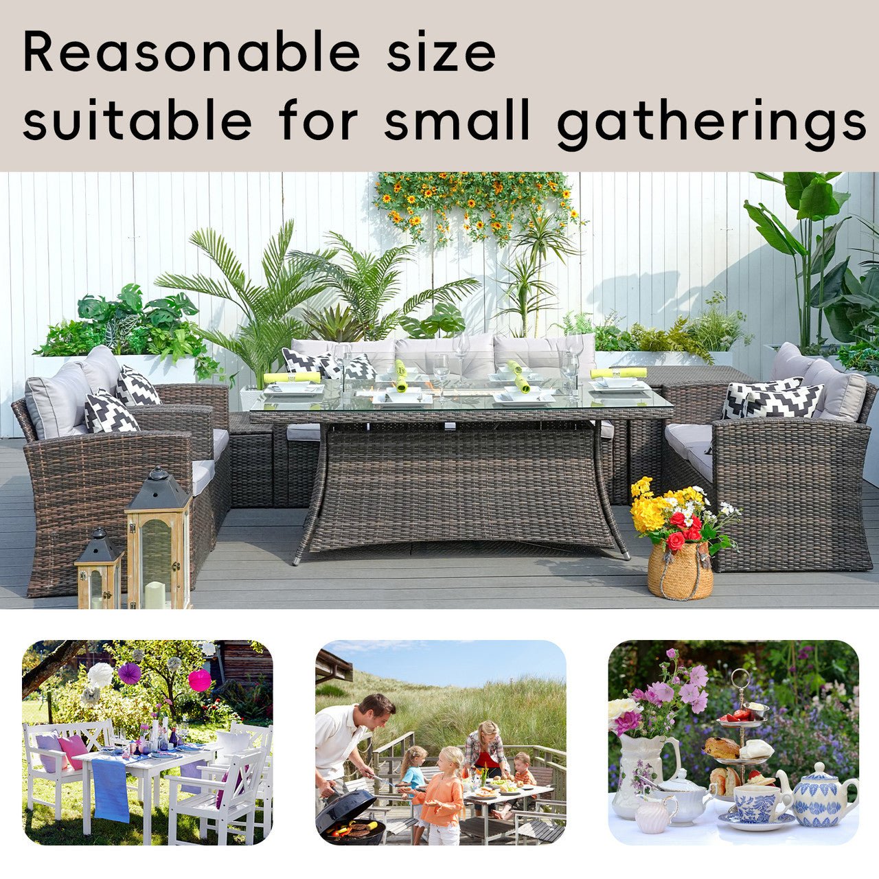 6-Piece Outdoor Fire Pit Sofa Set with Storage (PAS-1503+1106R) - Direct Wicker