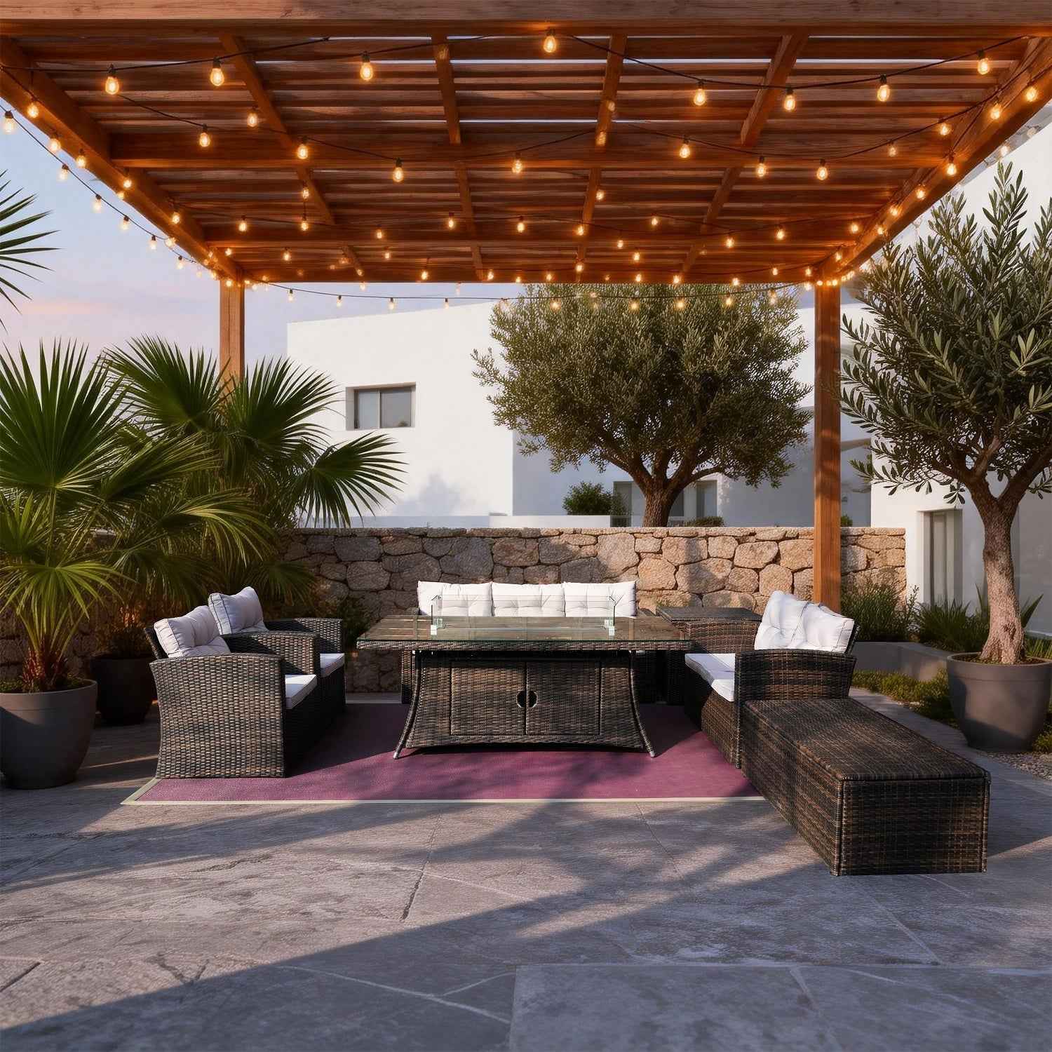 6-Piece Outdoor Fire Pit Sofa Set with Storage (PAS-1503+1106R)