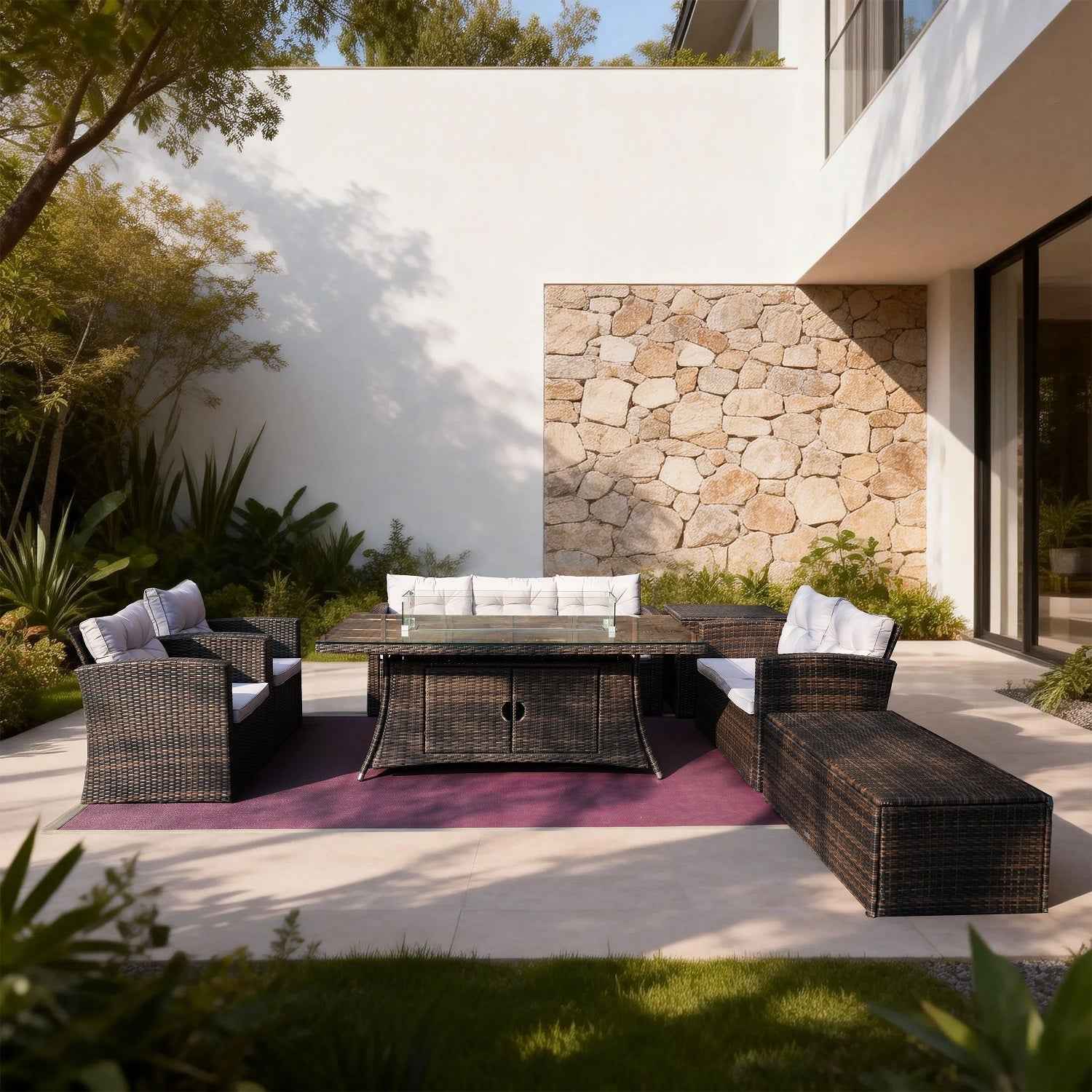 6-Piece Outdoor Fire Pit Sofa Set with Storage (PAS-1503+1106R)