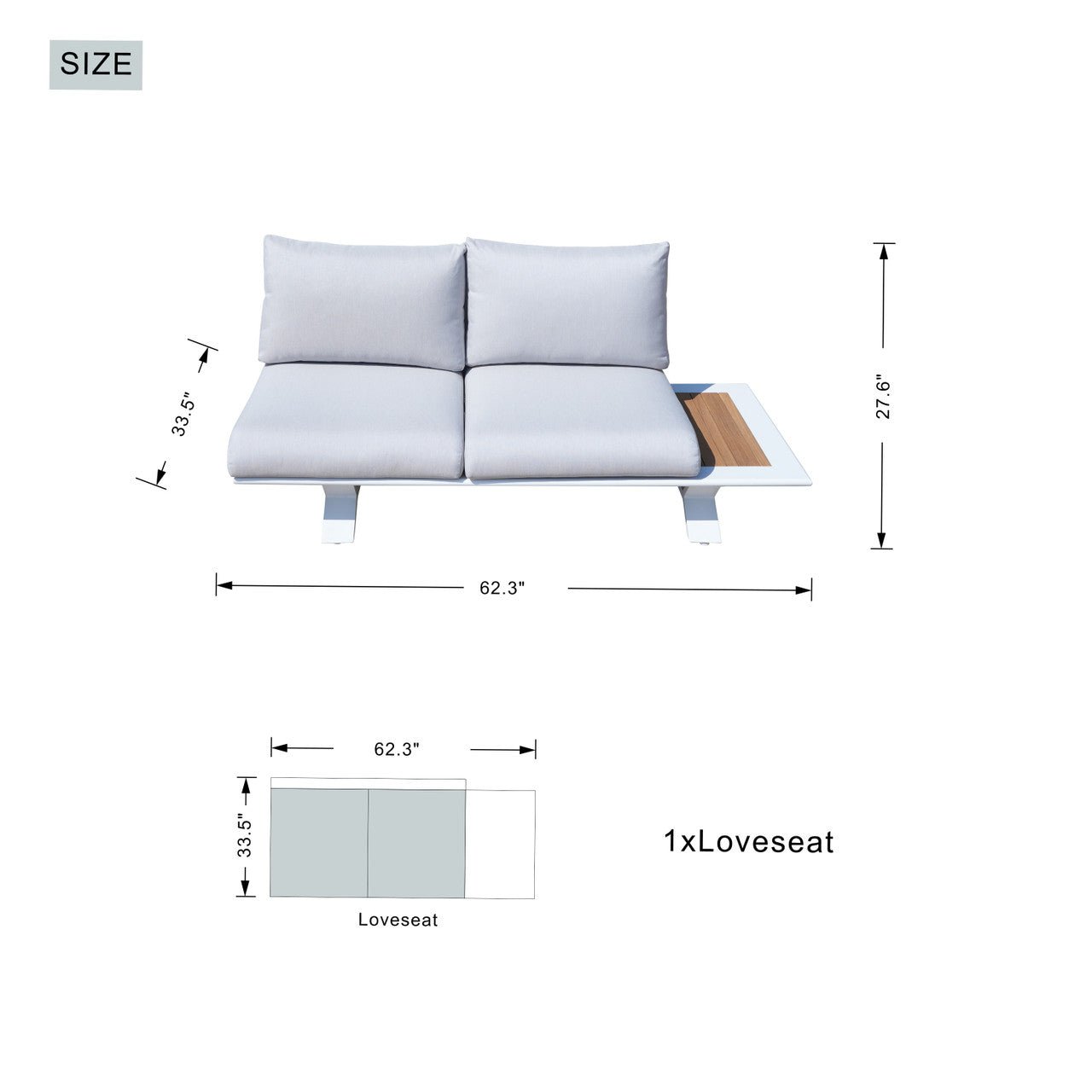 6-Seat Corner Sofa Set with TerraFlame Rectangular Fire Pit Table (PAS-2323WH+2170BR) - Direct Wicker