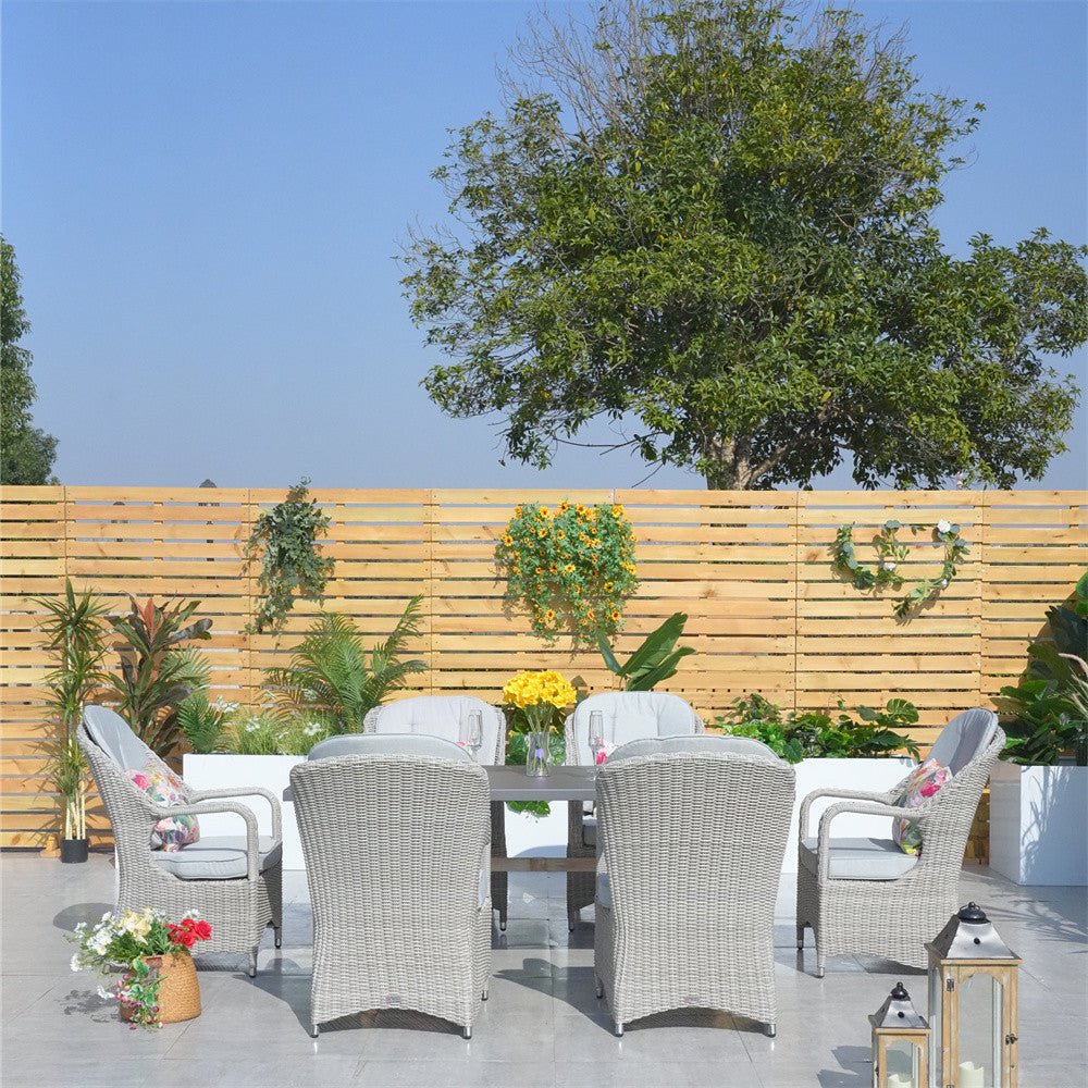 6 - Seat Outdoor Dining Set - Rectangular Dining Table & Aluminum Tabletop (PAD - 2340TA+009HL) - Direct Wicker