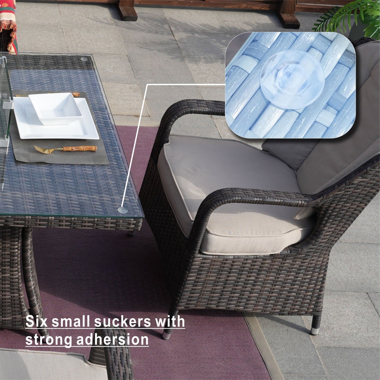 6 - Seat Oval Fire Pit Table (PAG - 1106O - T) - Direct Wicker
