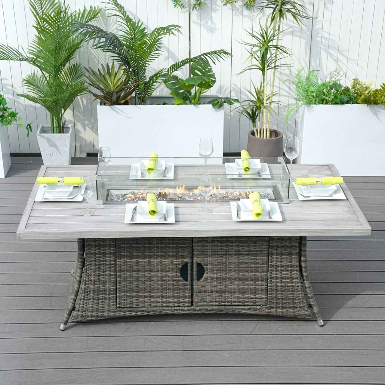 6-Seat Rectangle Fire Pit Table with Aluminum Top (PAG-1106RA-T)