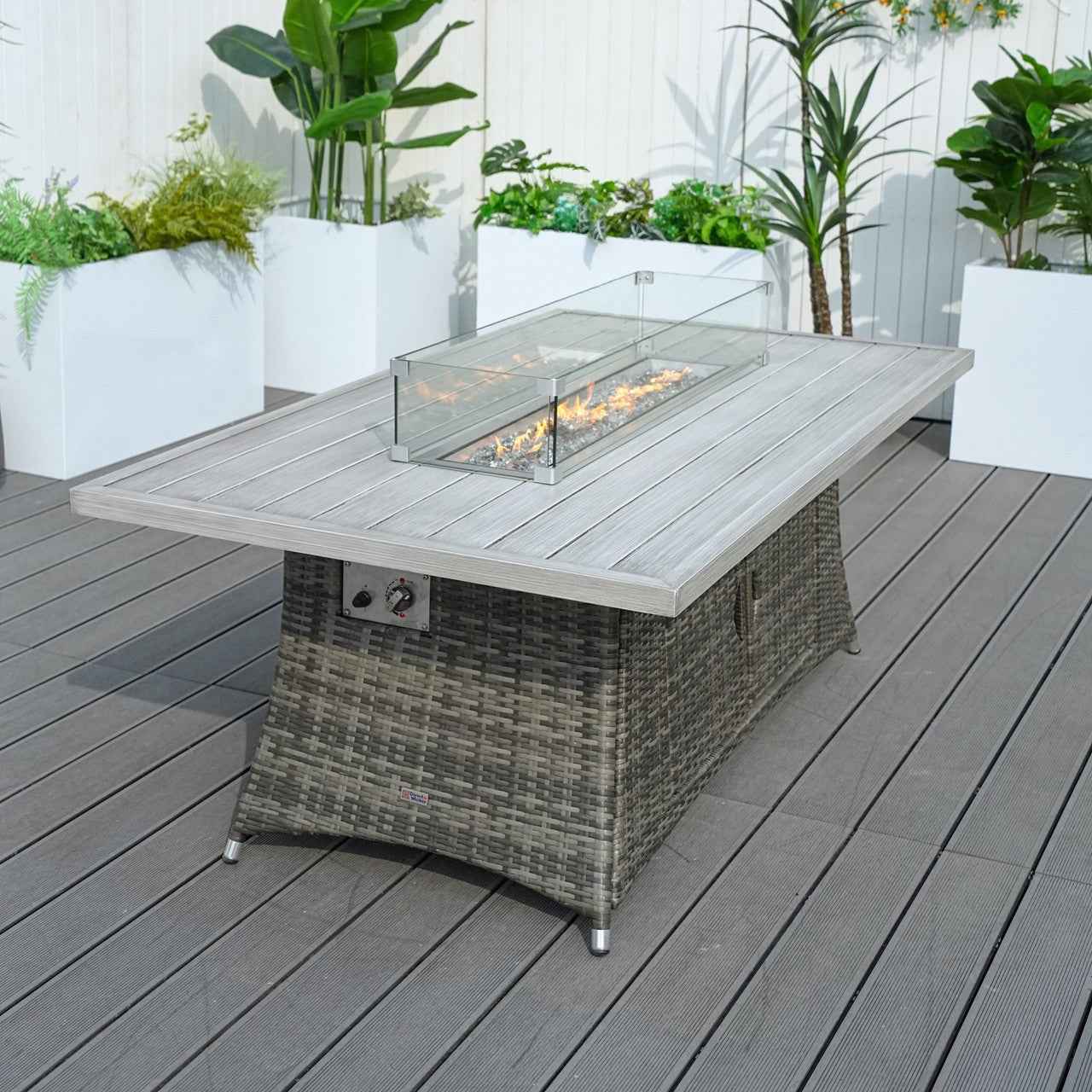 6-Seat Rectangle Fire Pit Table with Aluminum Top (PAG-1106RA-T)