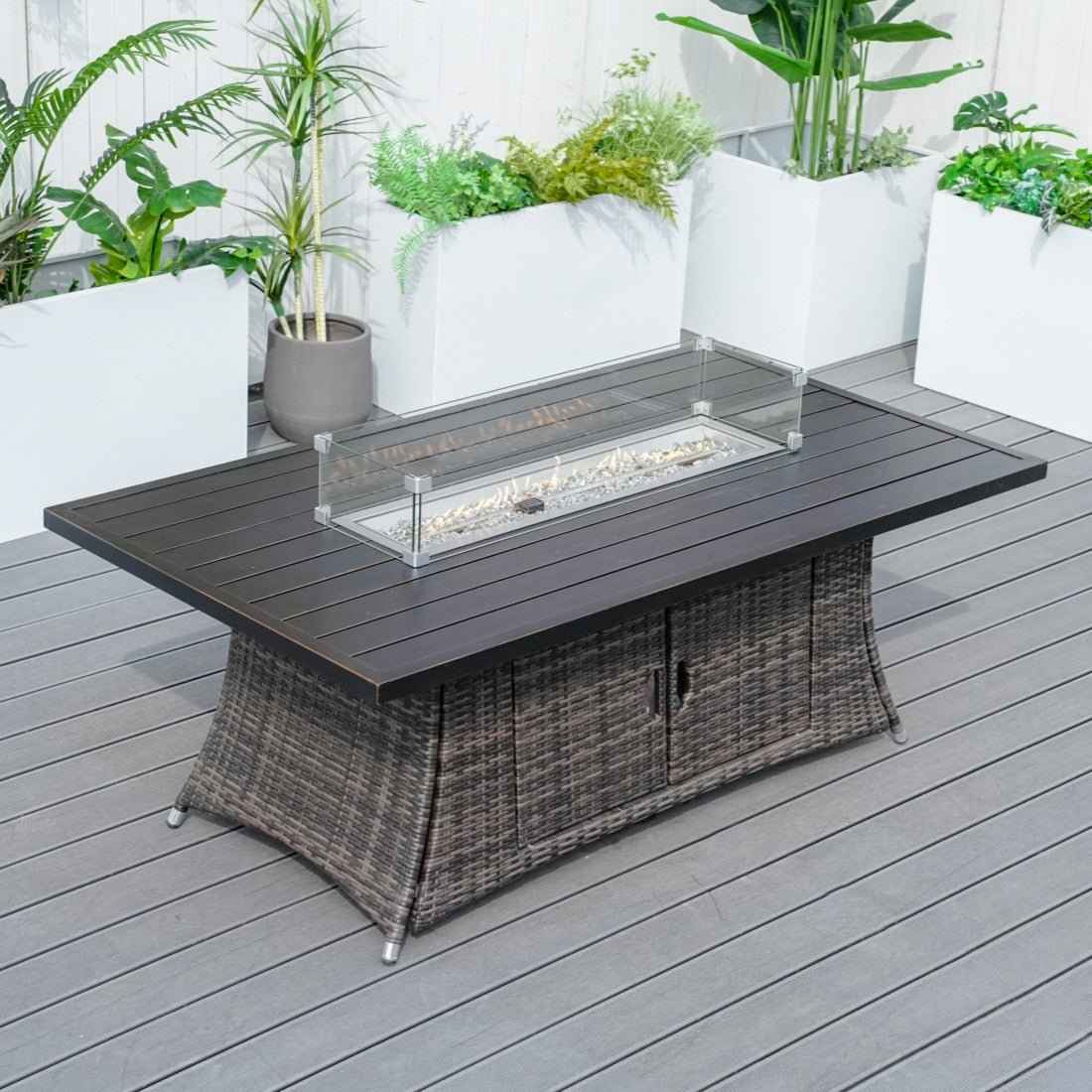 6-Seat Rectangle Fire Pit Table with Aluminum Top (PAG-1106RA-T)