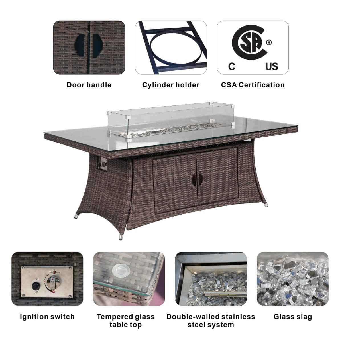 6-Seat Rectangular Fire Pit Table (PAG-1106R-T)