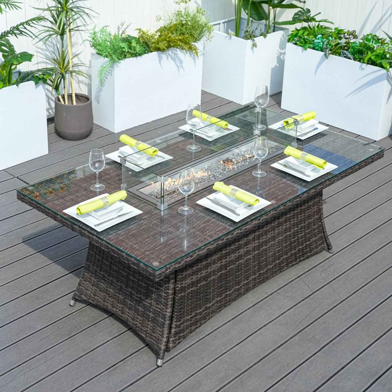 6-Seat Rectangular Fire Pit Table (PAG-1106R-T)