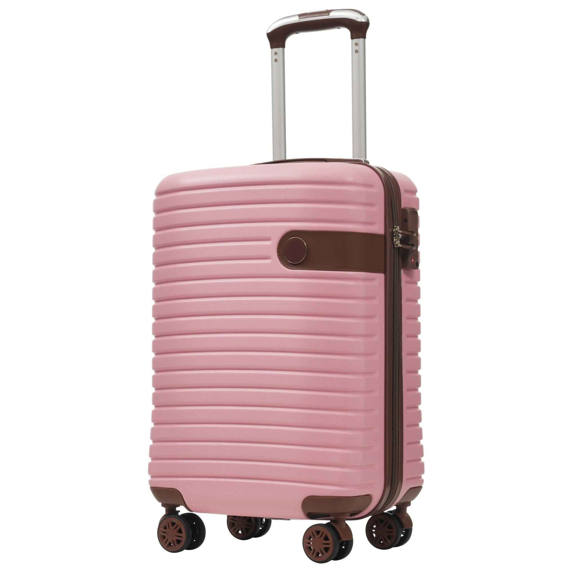 Luggage Sets 3 Piece Carry on Luggage 22x14x9 Airline Approved, Lightweight Hardshell ABS Suitcases with Wheels, 20 inch, Pink
