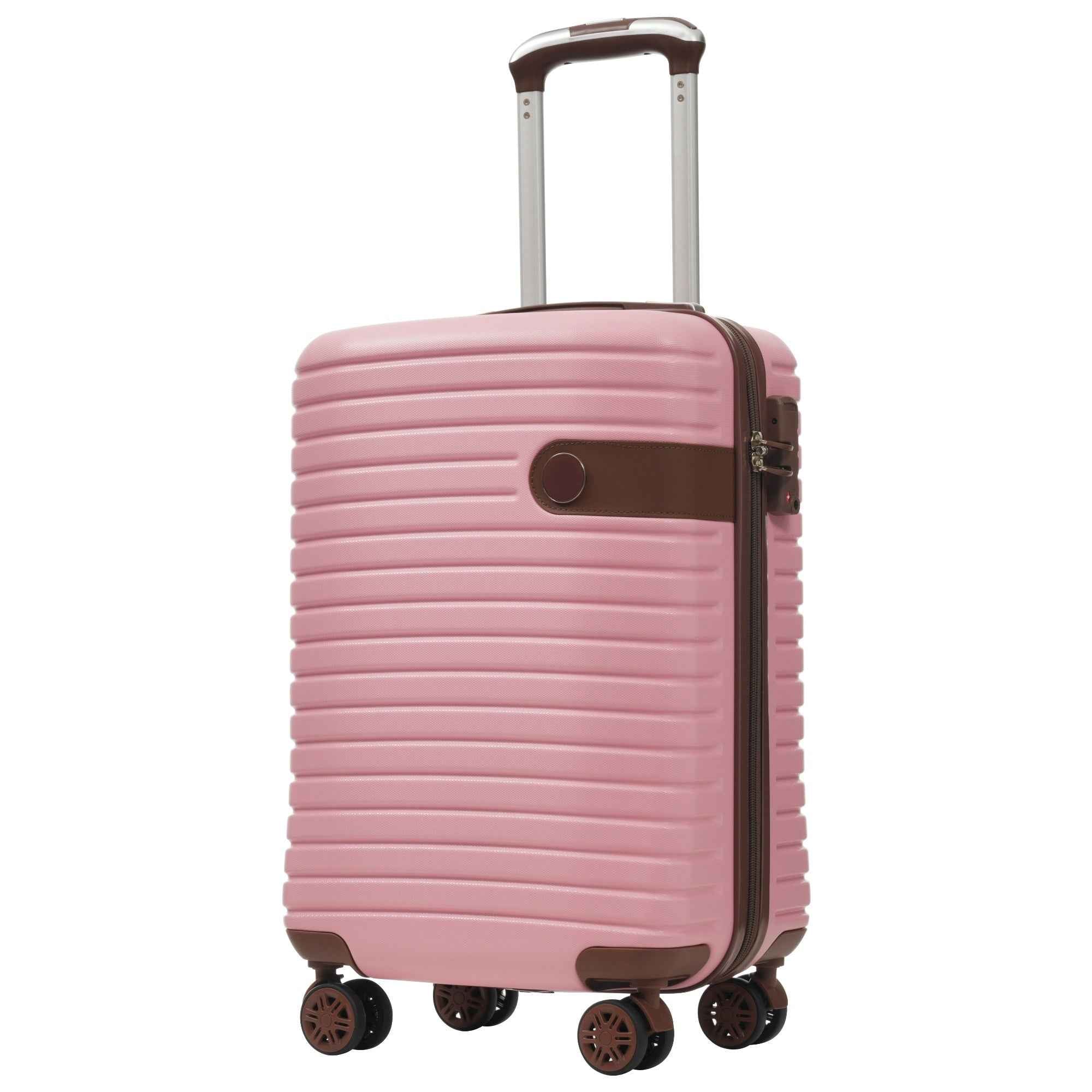 Luggage Sets 3 Piece Carry on Luggage 22x14x9 Airline Approved, Lightweight Hardshell ABS Suitcases with Wheels, 20 inch, Pink