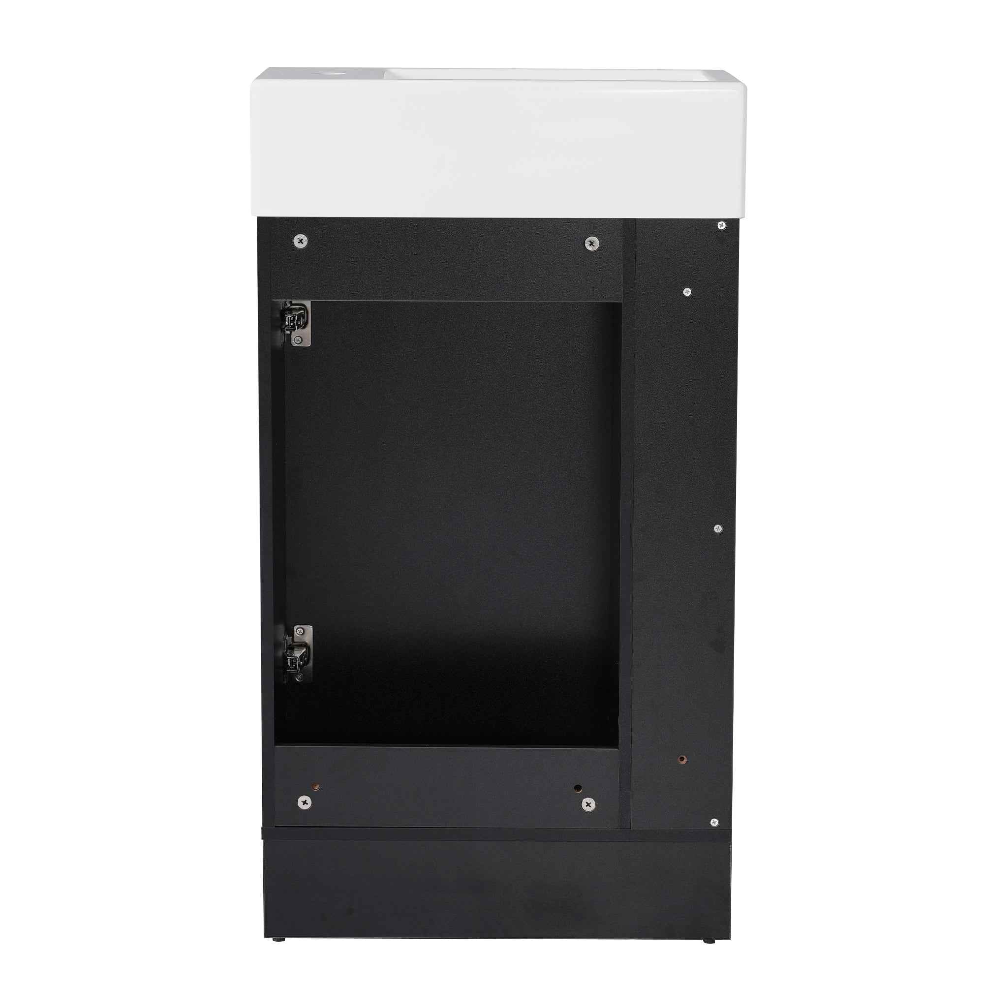 18.6' Bathroom Vanity with Sink, Bathroom Vanity Cabinet with Two-tier Shelf, Left or Right Orientation, Black (WF308491 New Color)