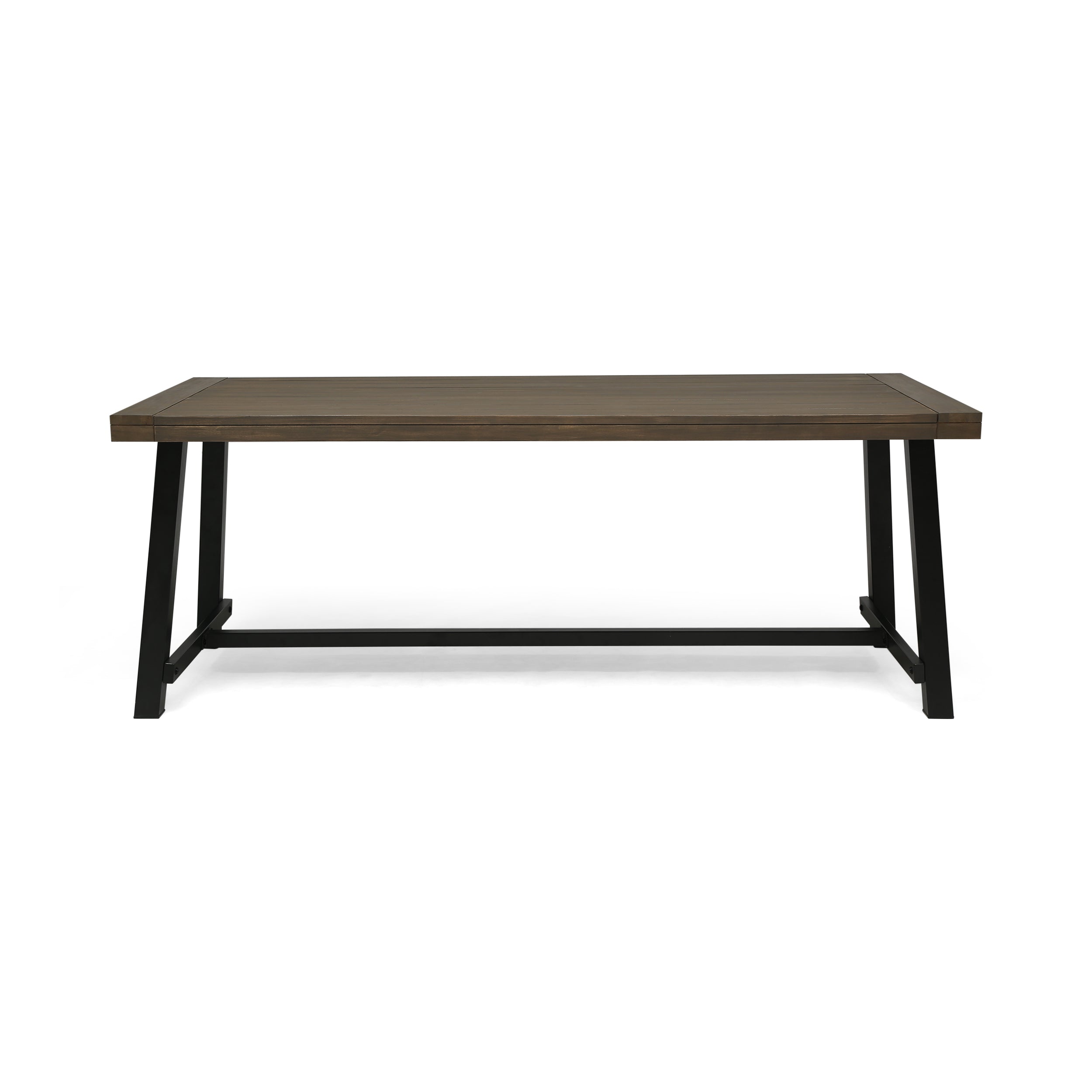 Modern Industrial Outdoor Acacia Wood Dining Table with Grey/Rustic Metal Frame