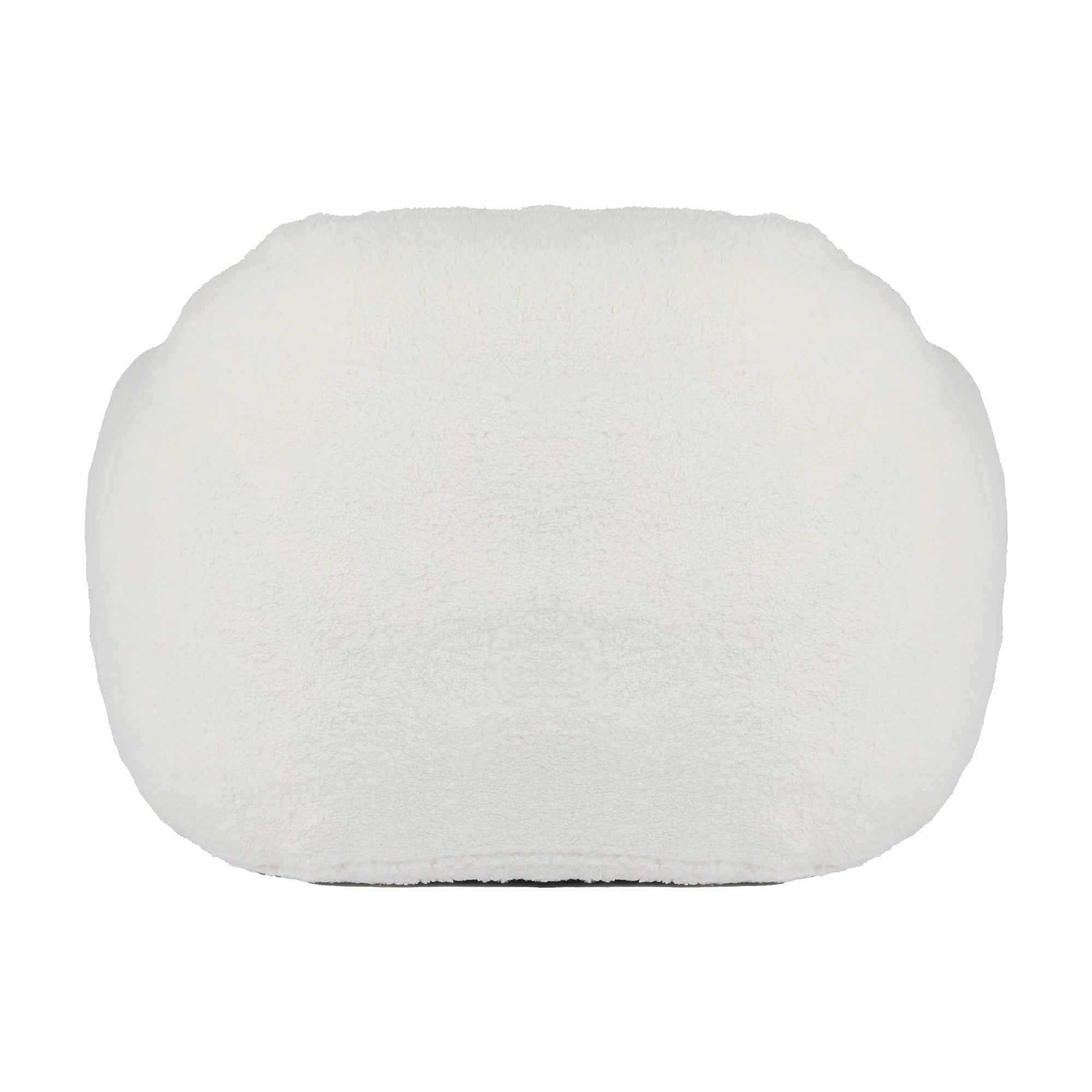 Giant Bean Bag Chair for Adults, Spacious Memory Foam Bean Bag Sofa with Armrests in Off White Teddy Fabric, Comfy Seating for Living Room or Bedroom