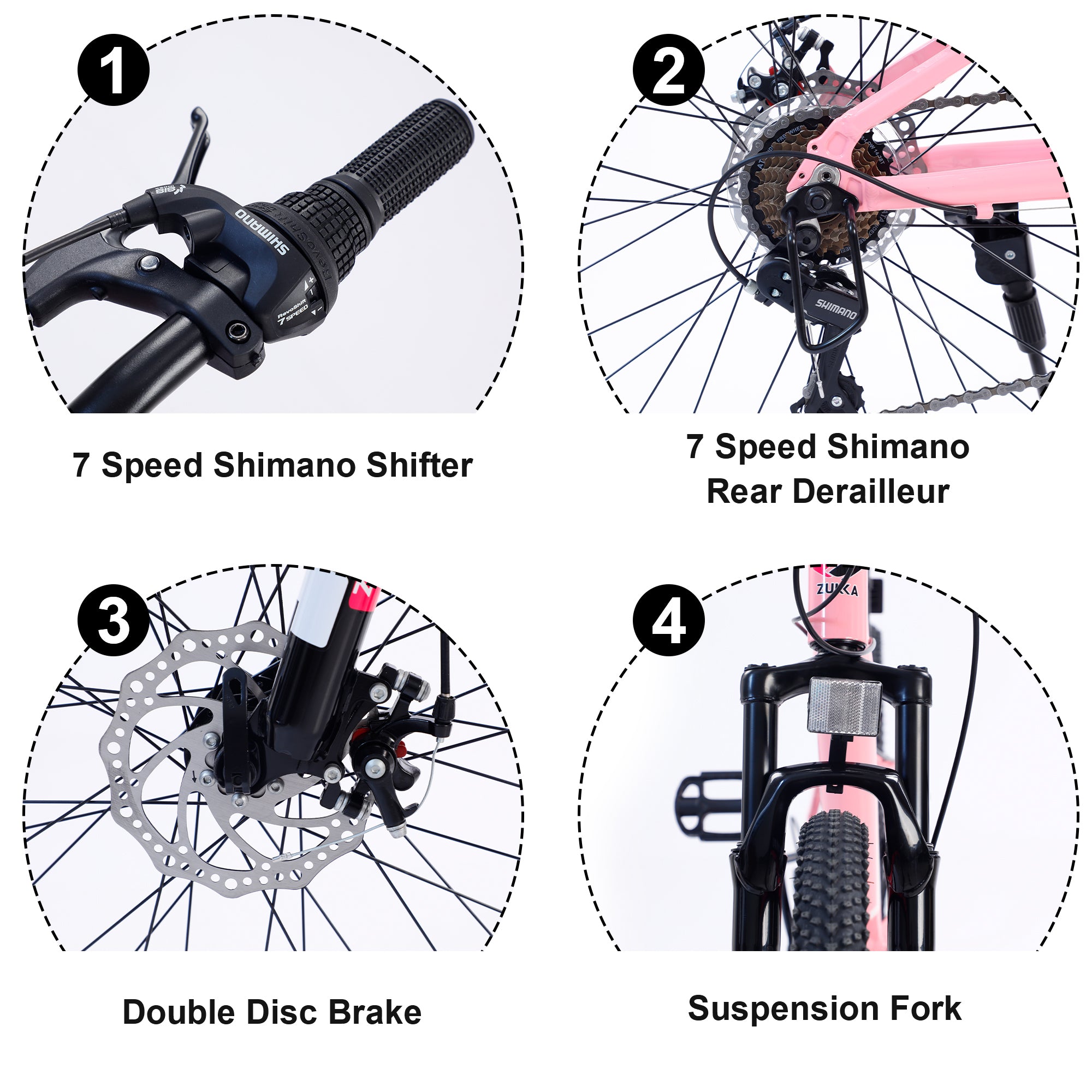 Mountain Bike for Girls and Boys  Mountain 24 inch shimano 7-Speed bike