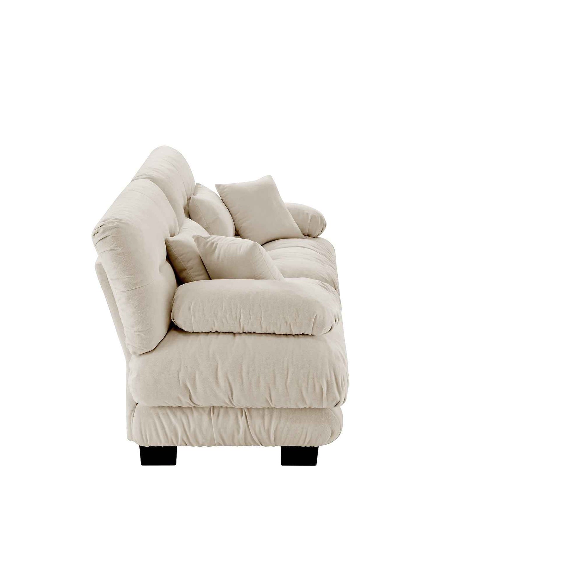 Cloud Couch 2 Seater Sofa for Living Room, Chenille 2 - Seat sofa with 2 Lumbar pillows and 2 throw pillows,Chenille Light coffee