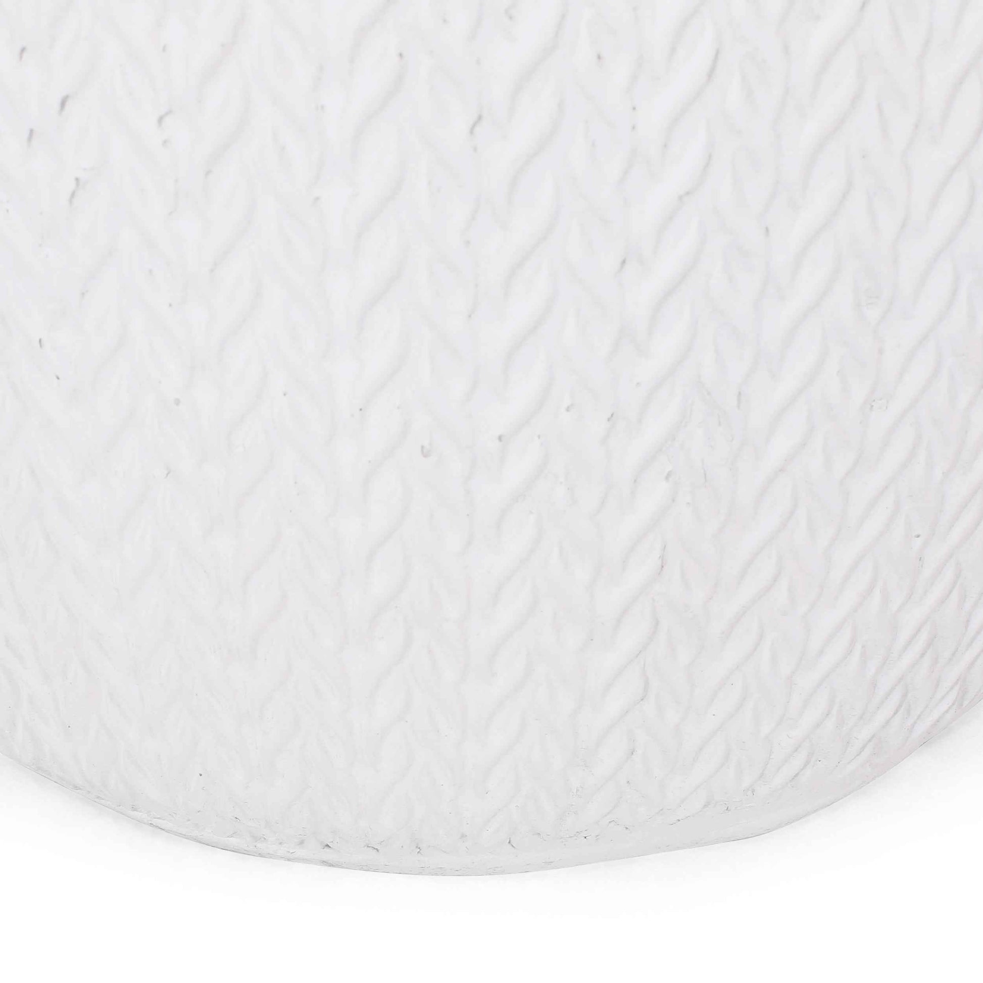 Elegant Outdoor Lightweight Concrete Side Table with Braided Pattern in Antique White