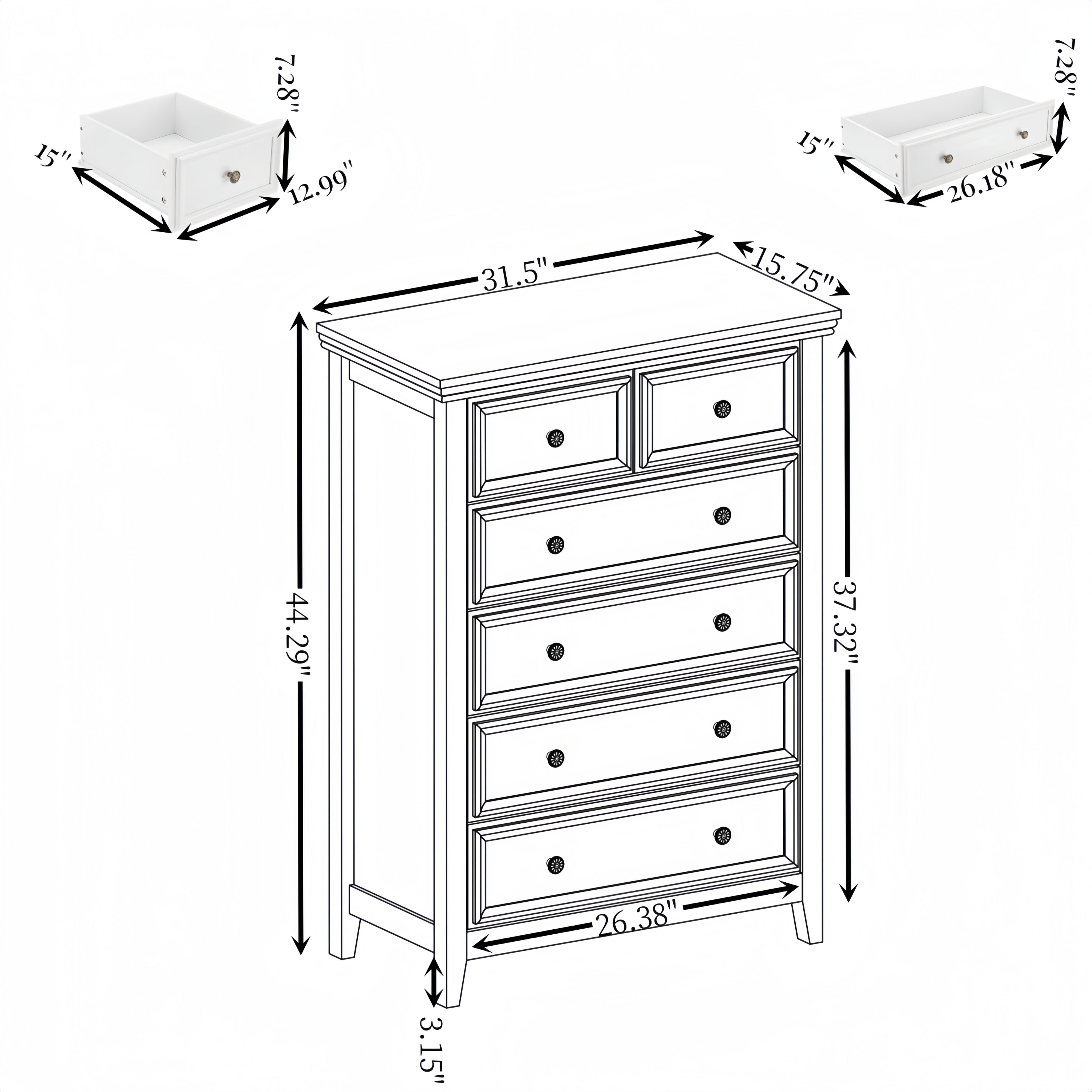 Modern 6 Drawers Dresser 6 Drawers Cabinet,Chest of Drawers Closet Organizers and Storage Clothes Storage Drawers Cabinet for Living Room, Farmhouse Dresser Organizer Black