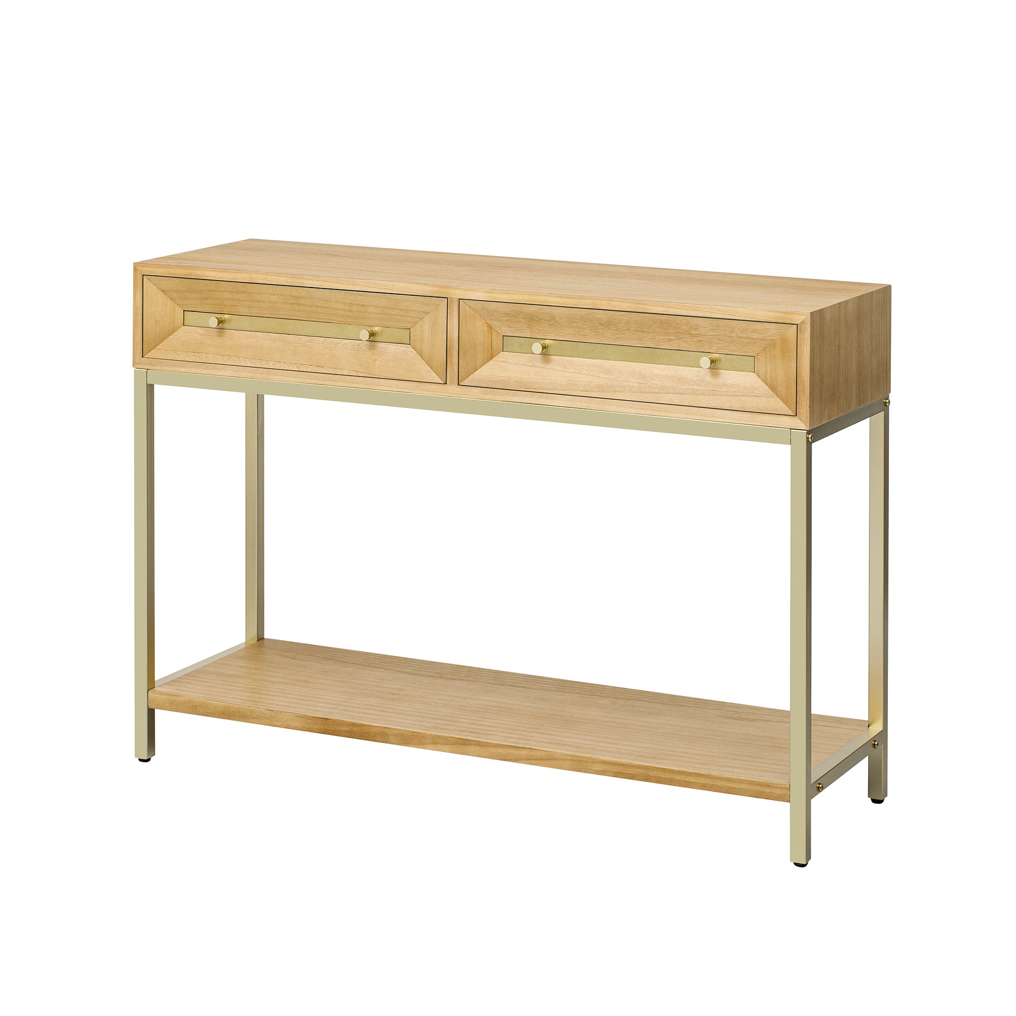 TREXM Entryway Table, Console Table with Two Drawers, Retro Hallway Table with Striking Geometric Design for Entryway and Living Room (Natural) - Abrihome