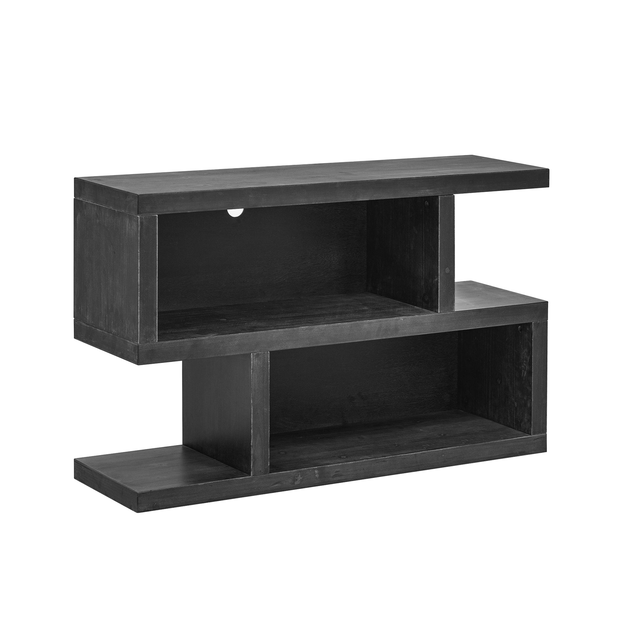 TREXM Retro Console Table with Symmetrical 2-Tier Open Shelf for Entryway and Living Room (Black)