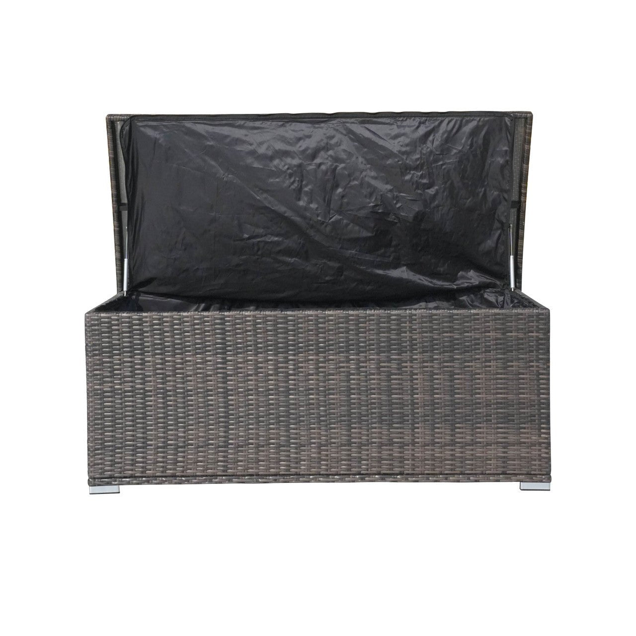65 Gallon Capacity Outdoor Wicker Storage Box PE Wicker with Iron Frame (PA-3256S-I) - Direct Wicker
